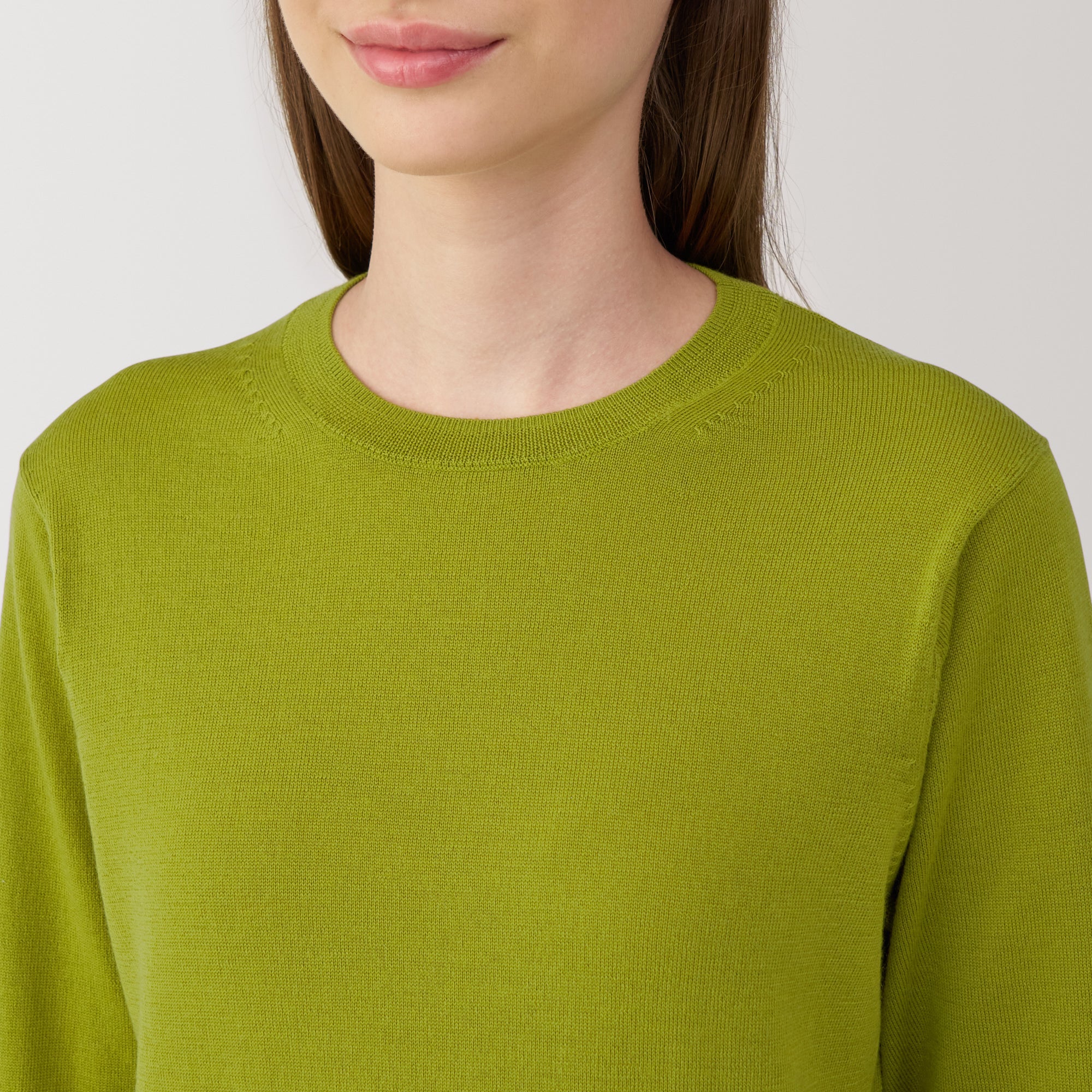 Women's Washable High Gauge Wool Crew Neck Sweater