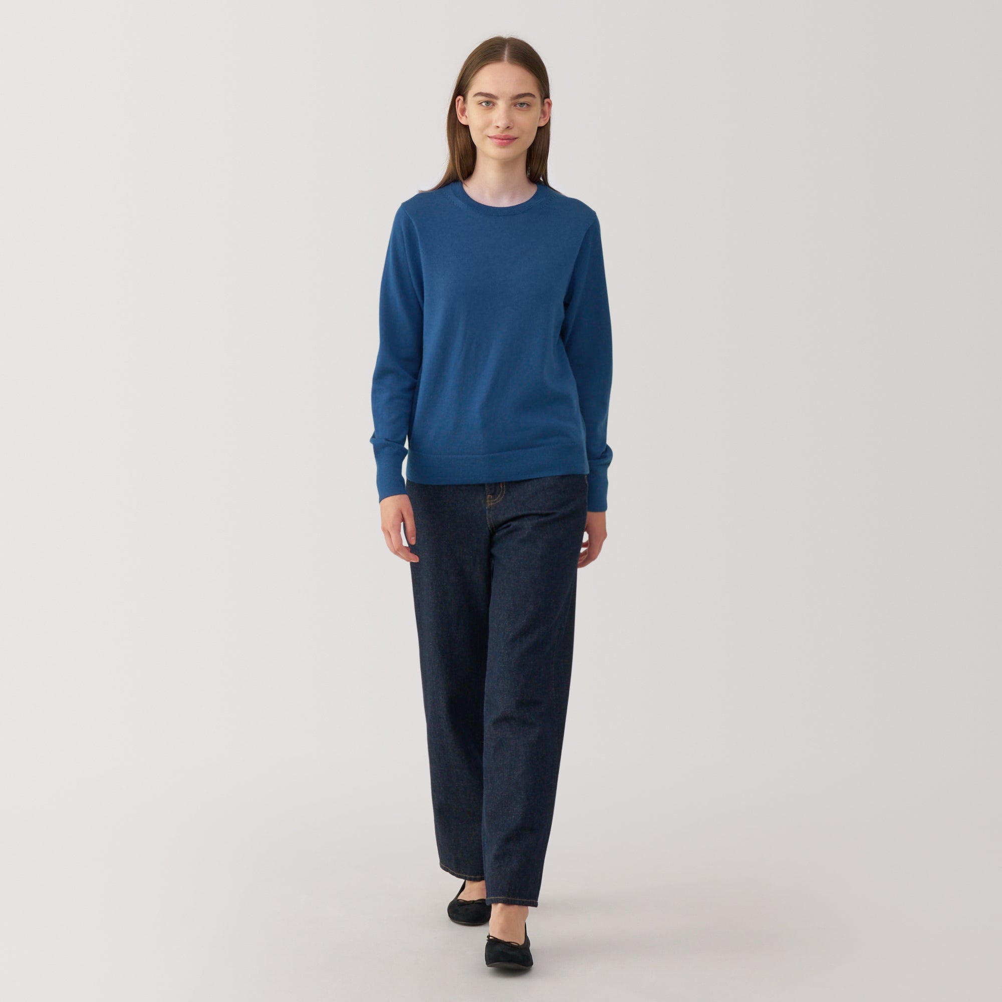 Women's Washable High Gauge Wool Crew Neck Sweater