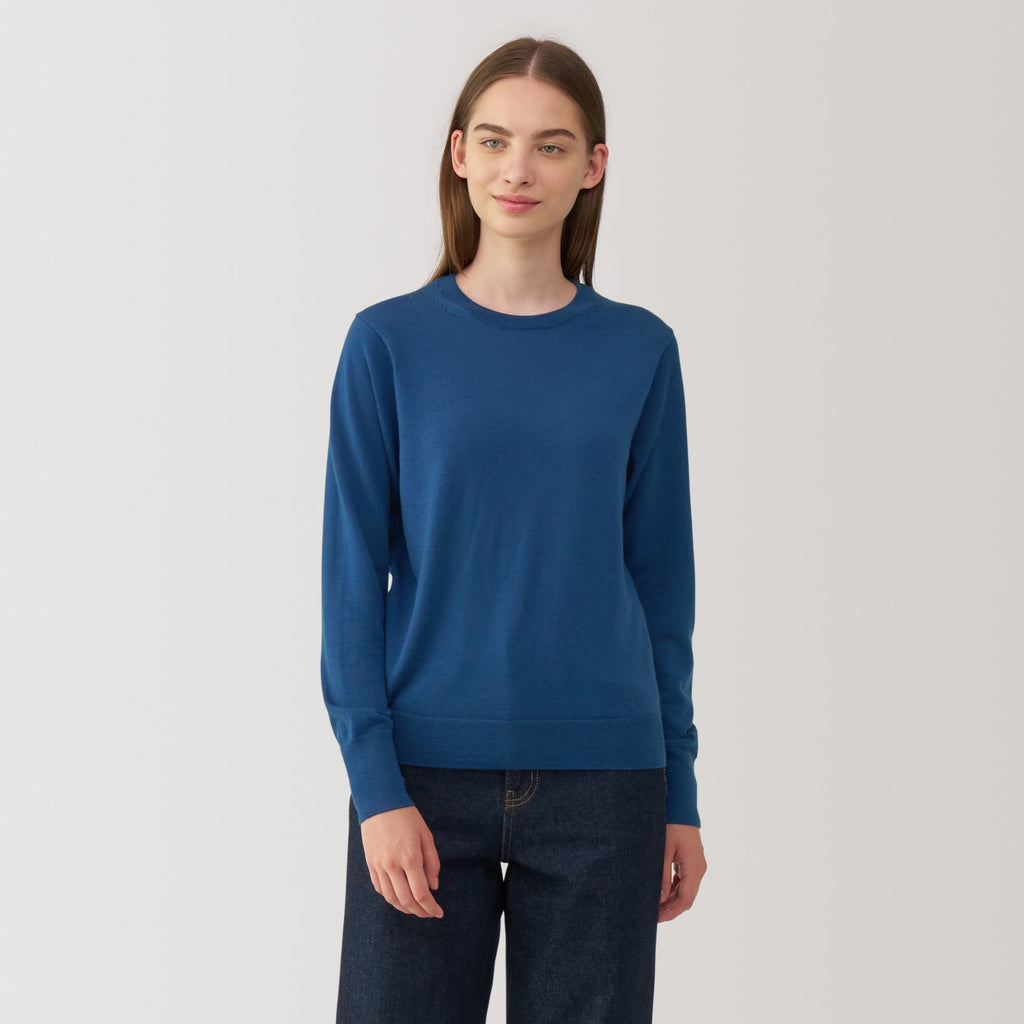 Women's Washable High Gauge Wool Crew Neck Sweater
