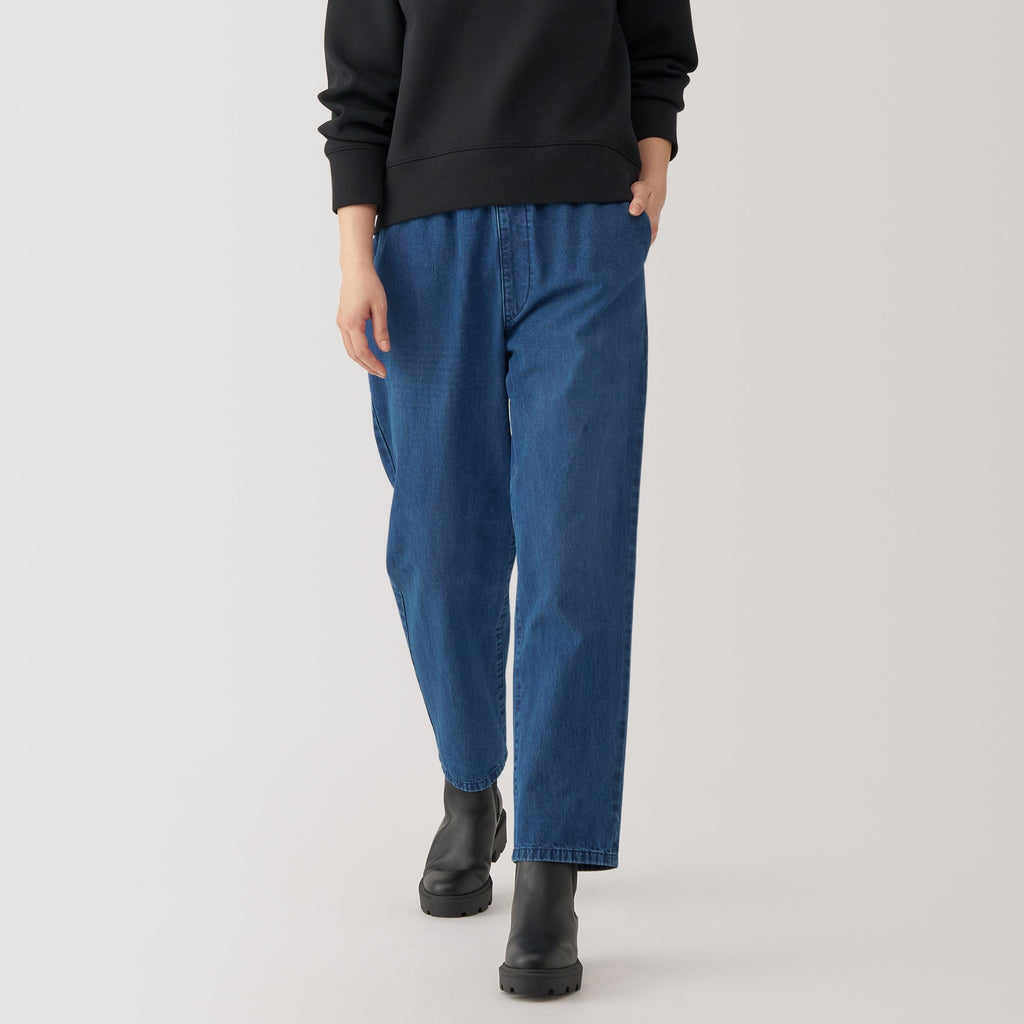 Women's Washed Denim Easy Tapered Pants