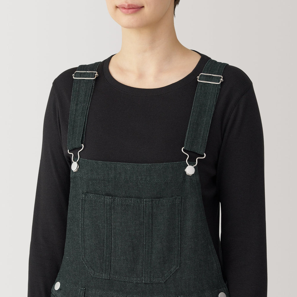 Women Kapok Blend Denim Overalls