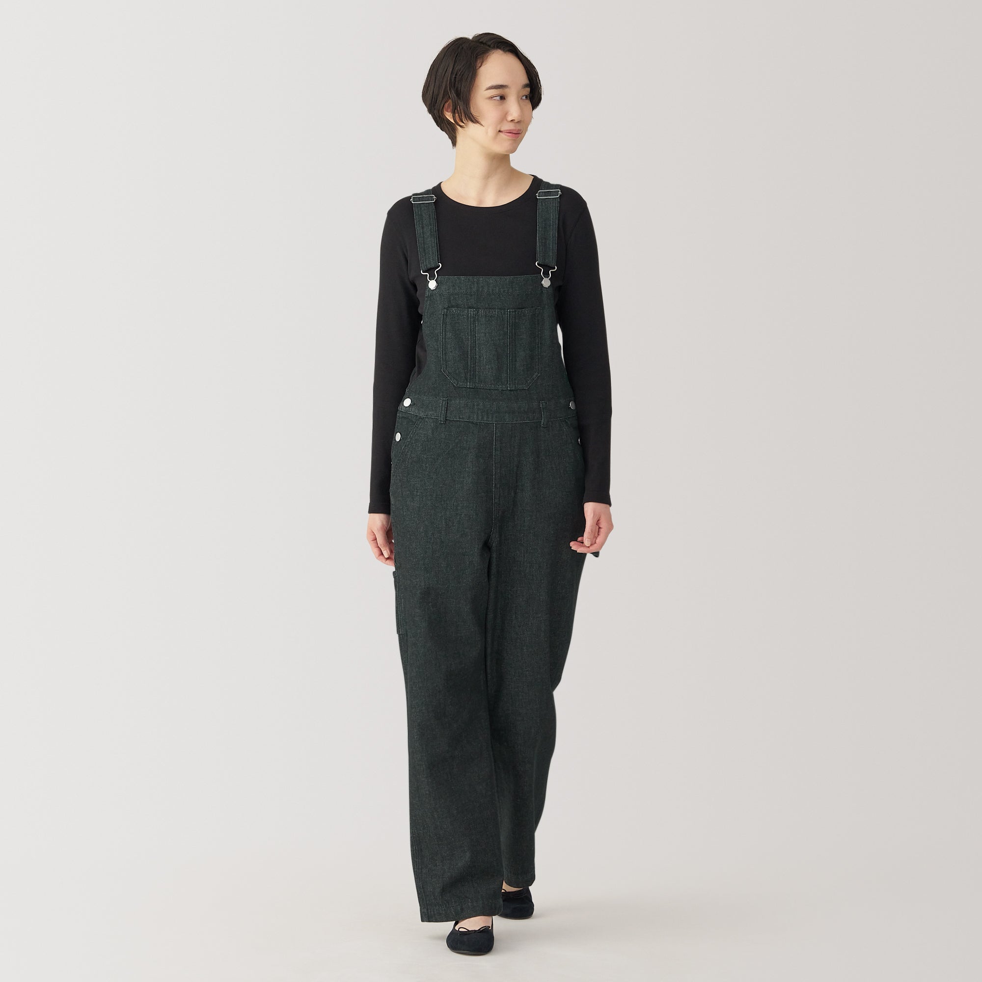 Women Kapok Blend Denim Overalls