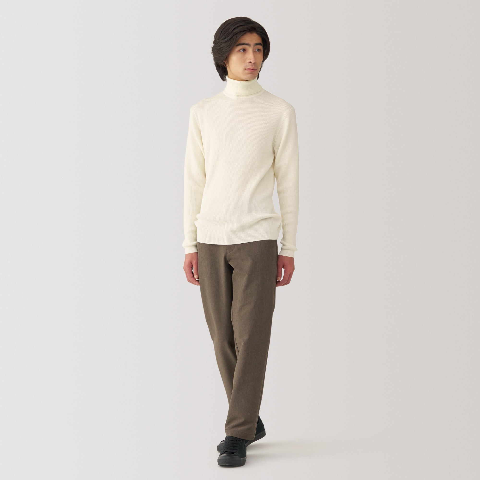 Men's Washable High-Gauge Turtleneck Ribbed Sweater