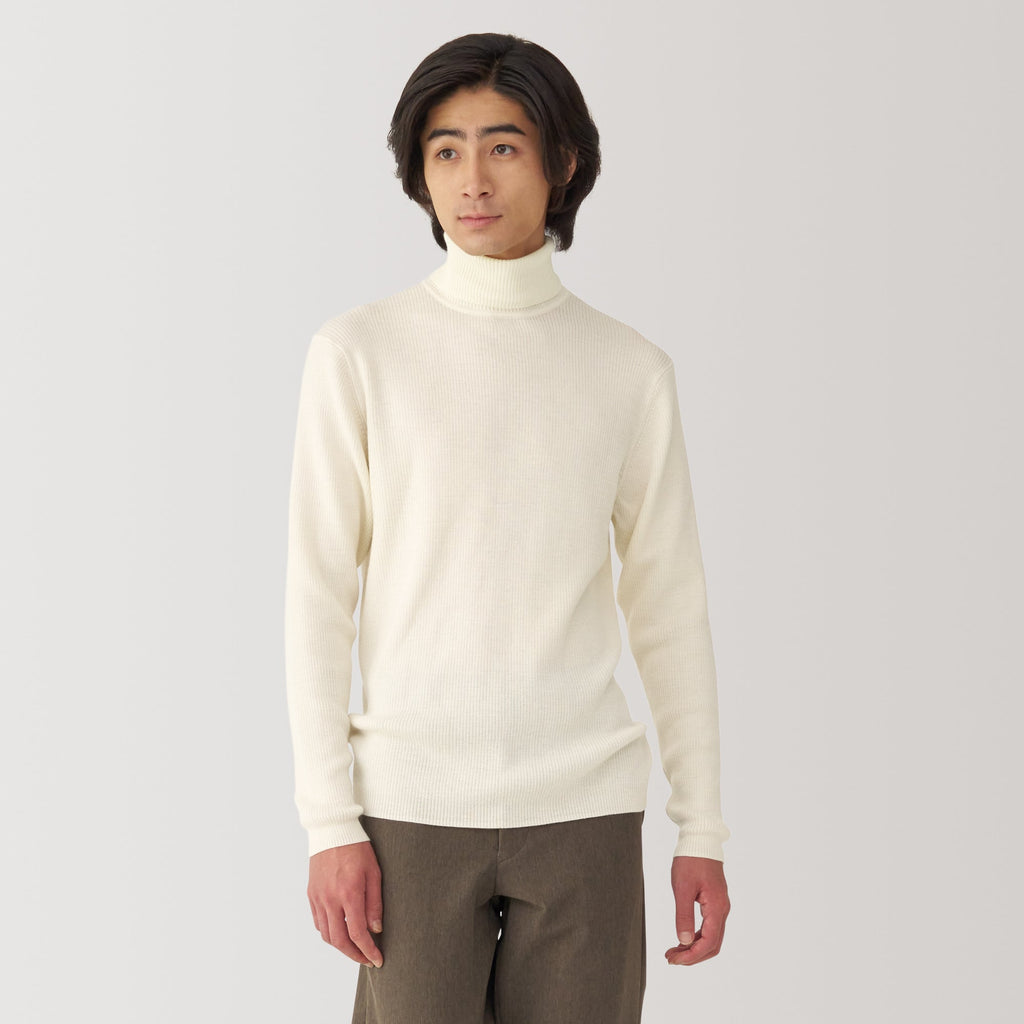 Men's Washable High-Gauge Turtleneck Ribbed Sweater
