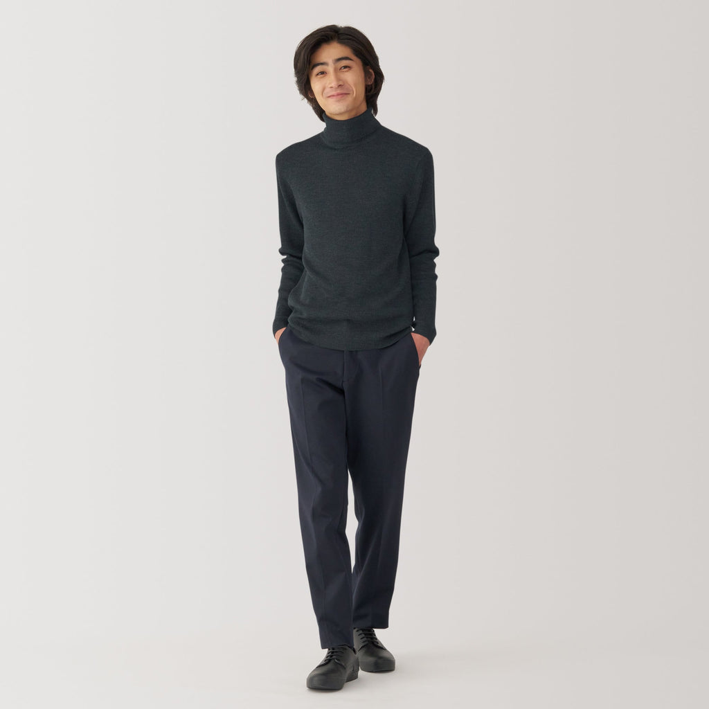 Men's Washable High-Gauge Turtleneck Ribbed Sweater