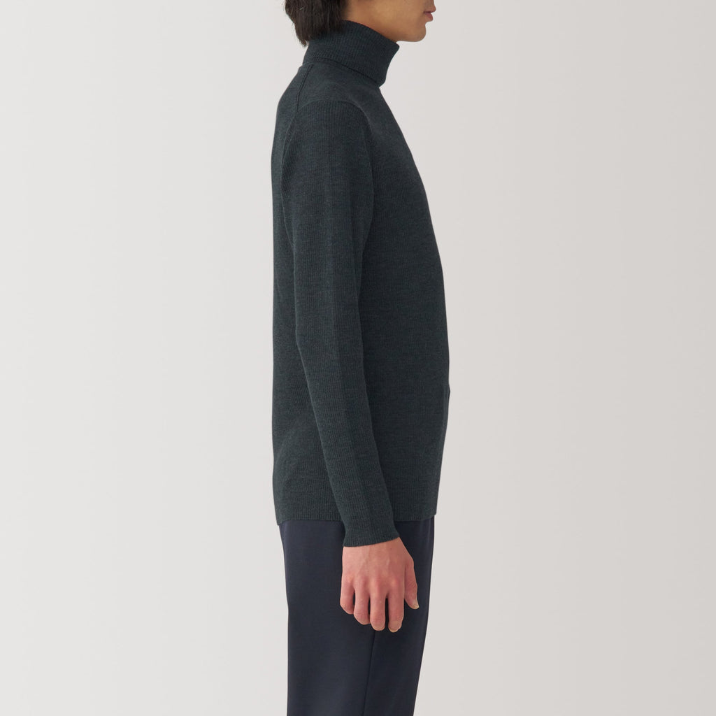 Men's Washable High-Gauge Turtleneck Ribbed Sweater
