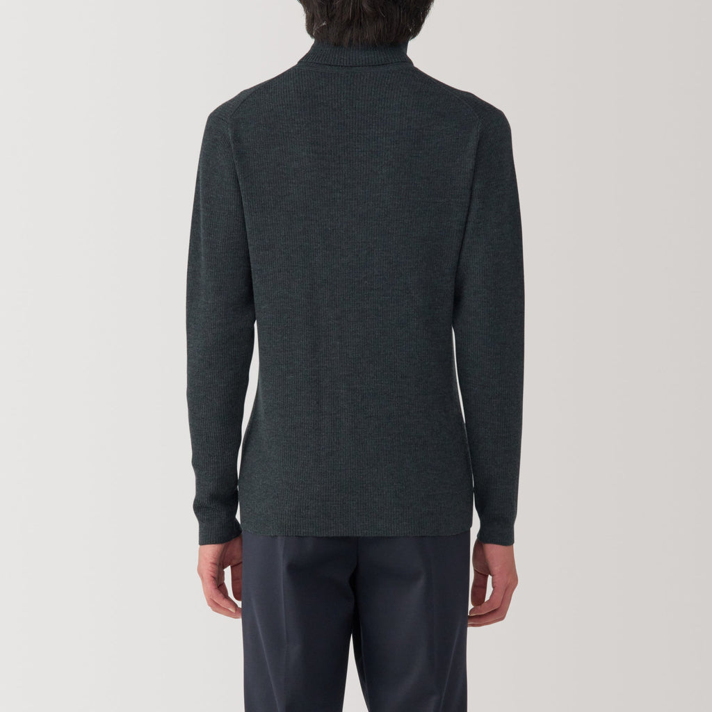 Men's Washable High-Gauge Turtleneck Ribbed Sweater