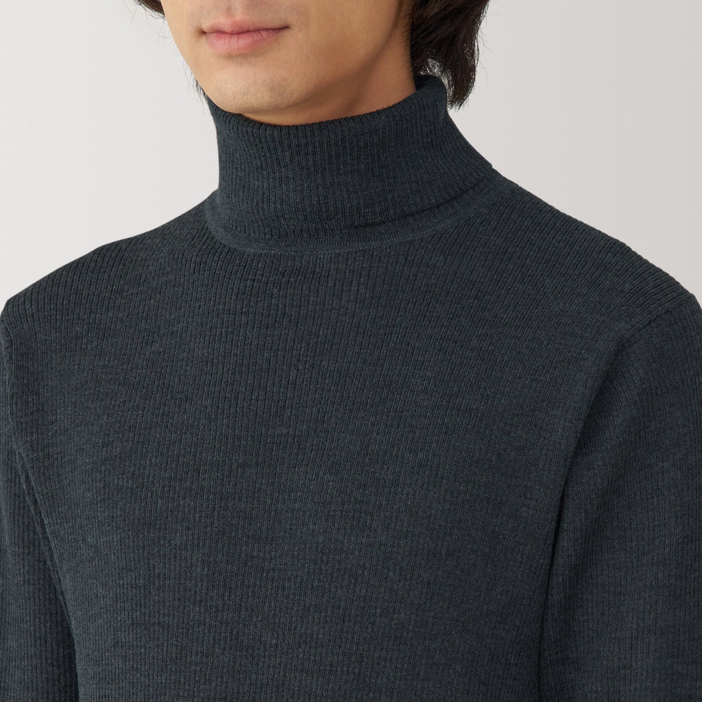 Men's Washable High-Gauge Turtleneck Ribbed Sweater