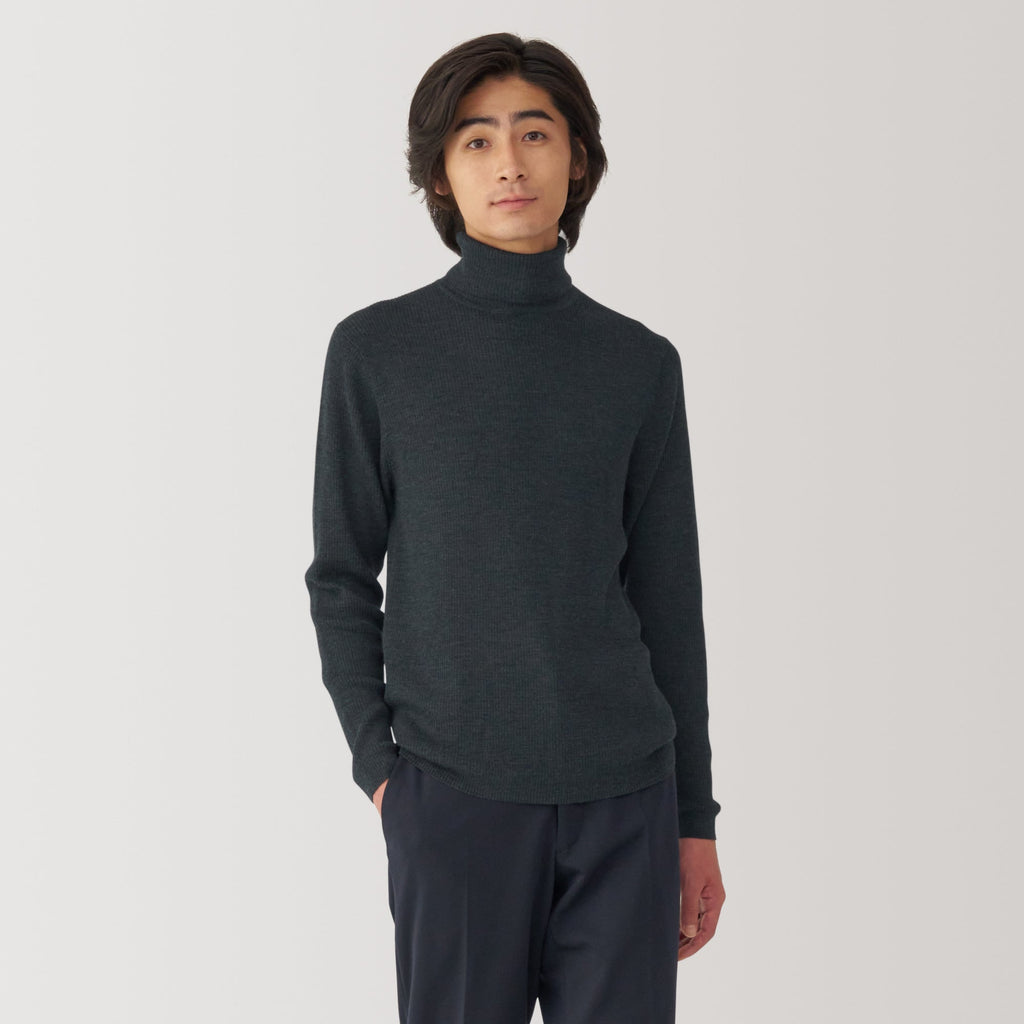 Men's Washable High-Gauge Turtleneck Ribbed Sweater