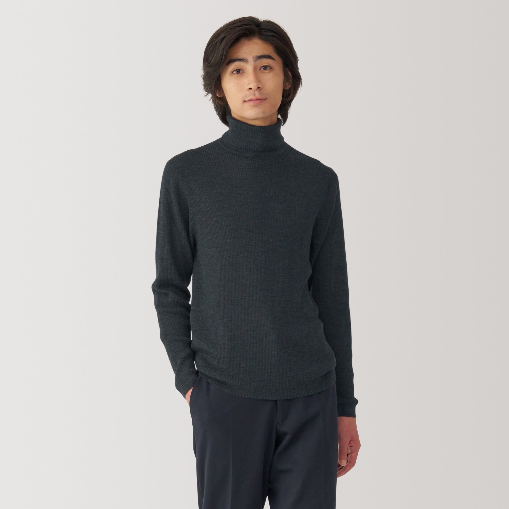 Men's Washable High-Gauge Turtleneck Ribbed Sweater