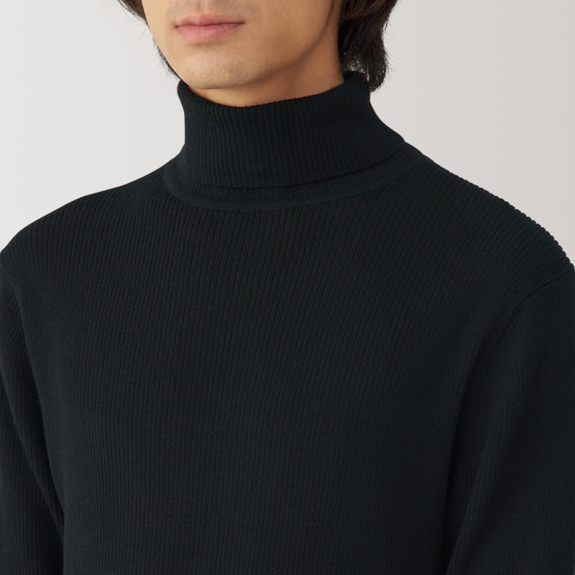 Men's Washable High-Gauge Turtleneck Ribbed Sweater