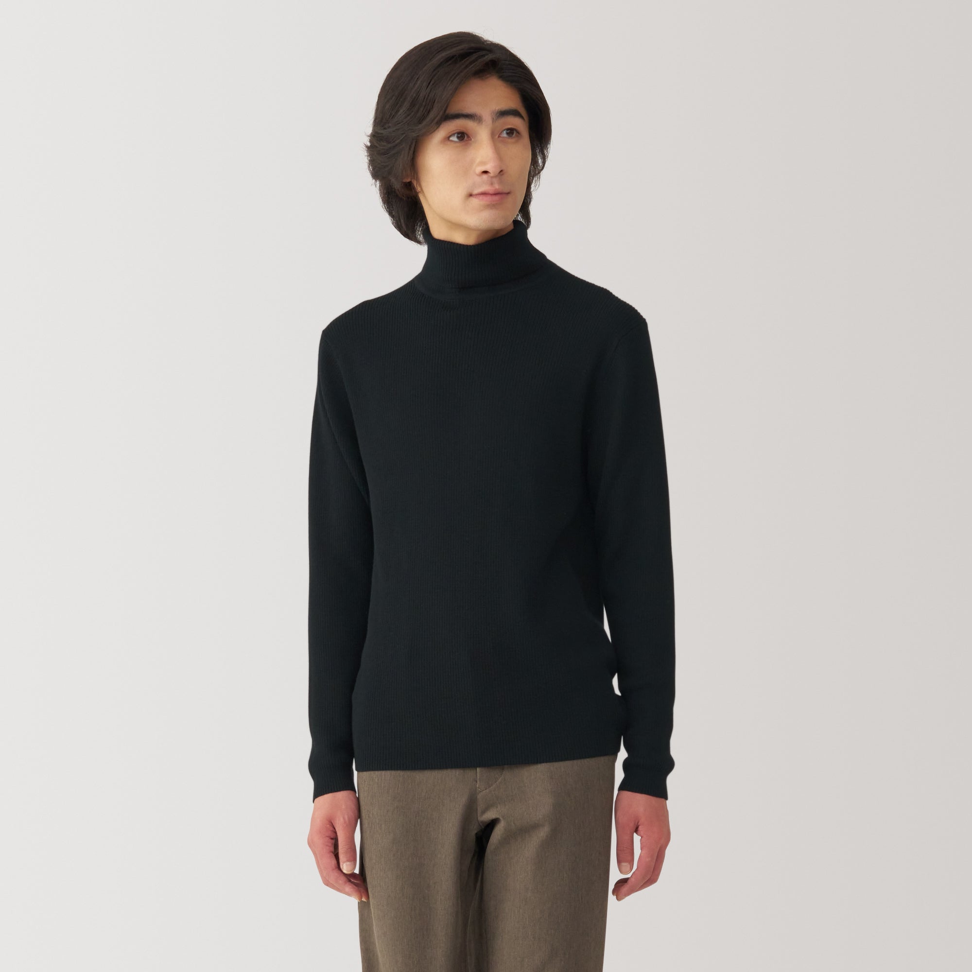 Men's Washable High-Gauge Turtleneck Ribbed Sweater