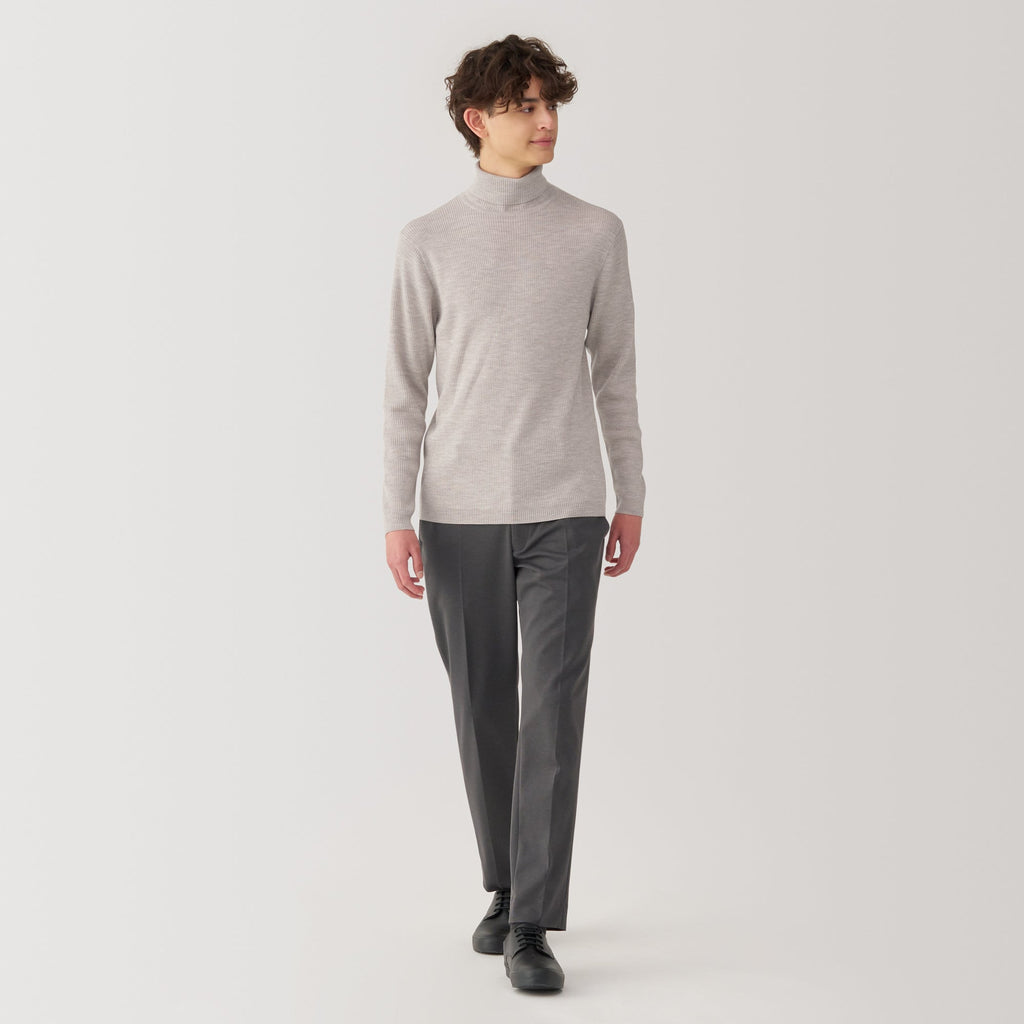 Men's Washable High-Gauge Turtleneck Ribbed Sweater