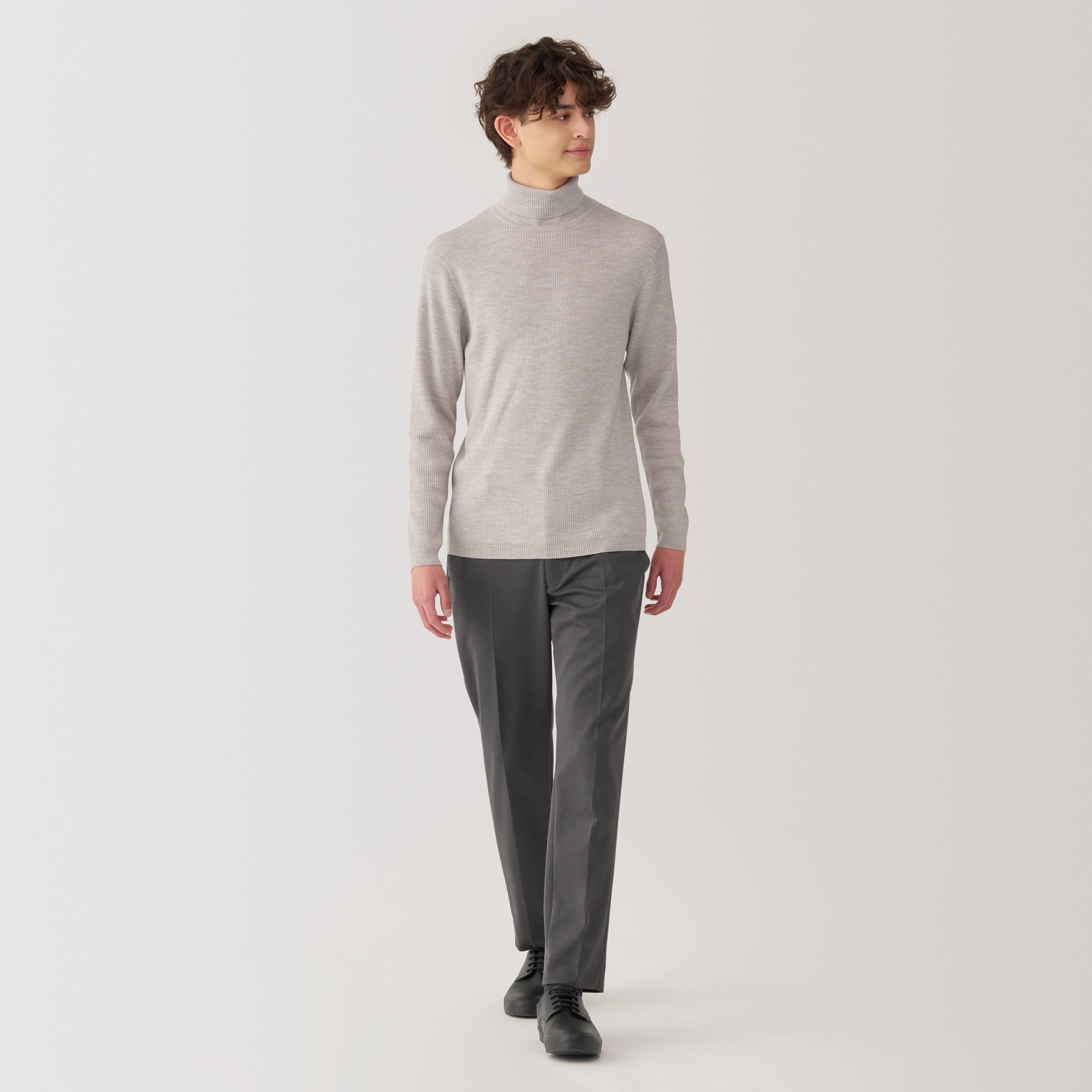Men's Washable High-Gauge Turtleneck Ribbed Sweater