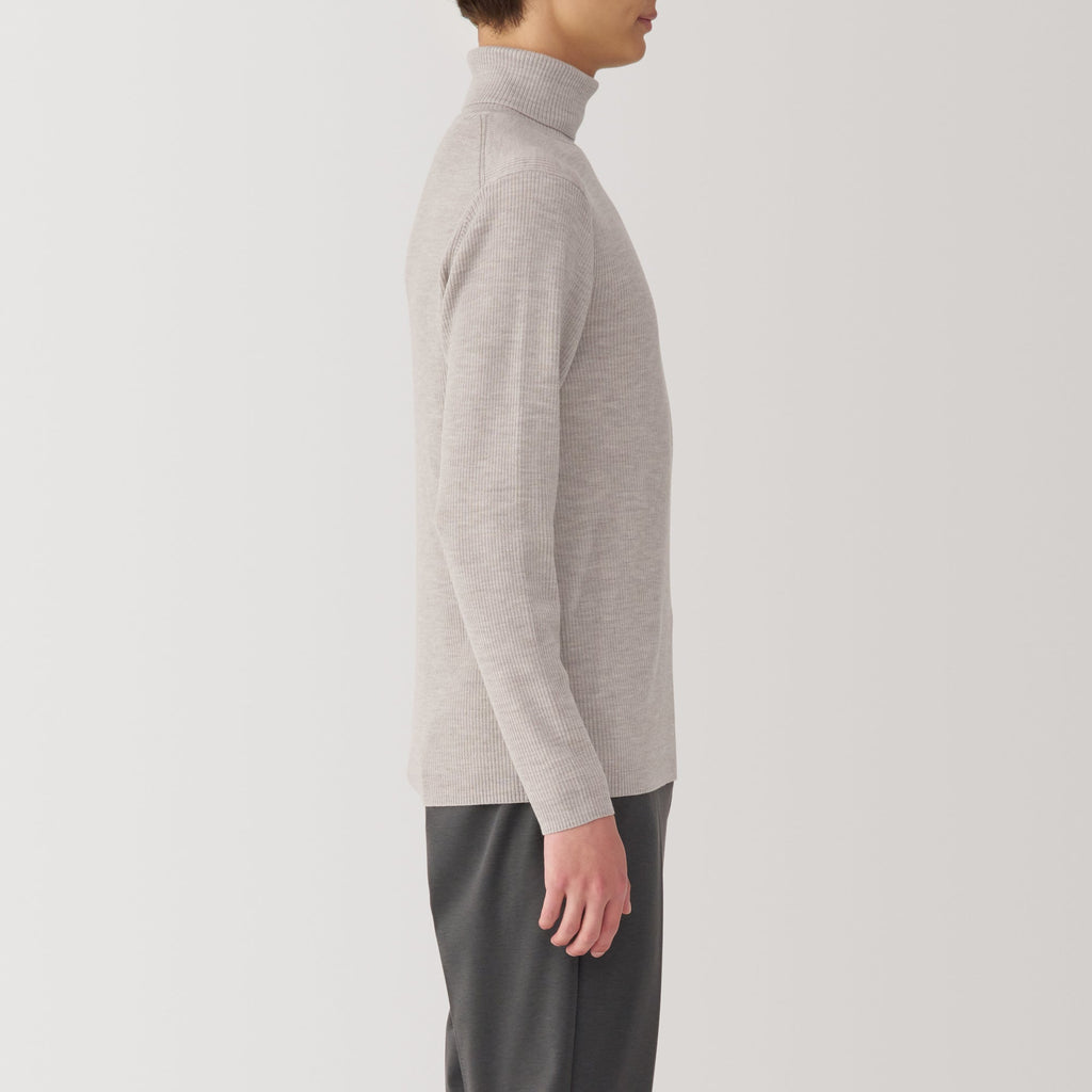 Men's Washable High-Gauge Turtleneck Ribbed Sweater