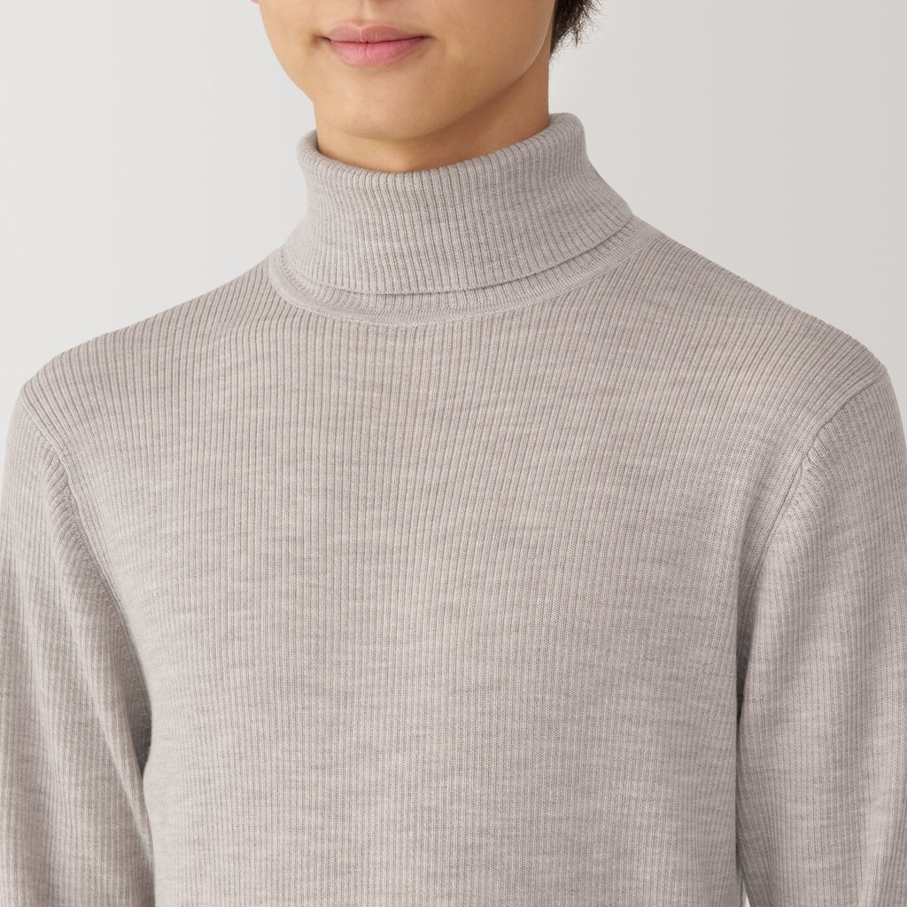 Men's Washable High-Gauge Turtleneck Ribbed Sweater