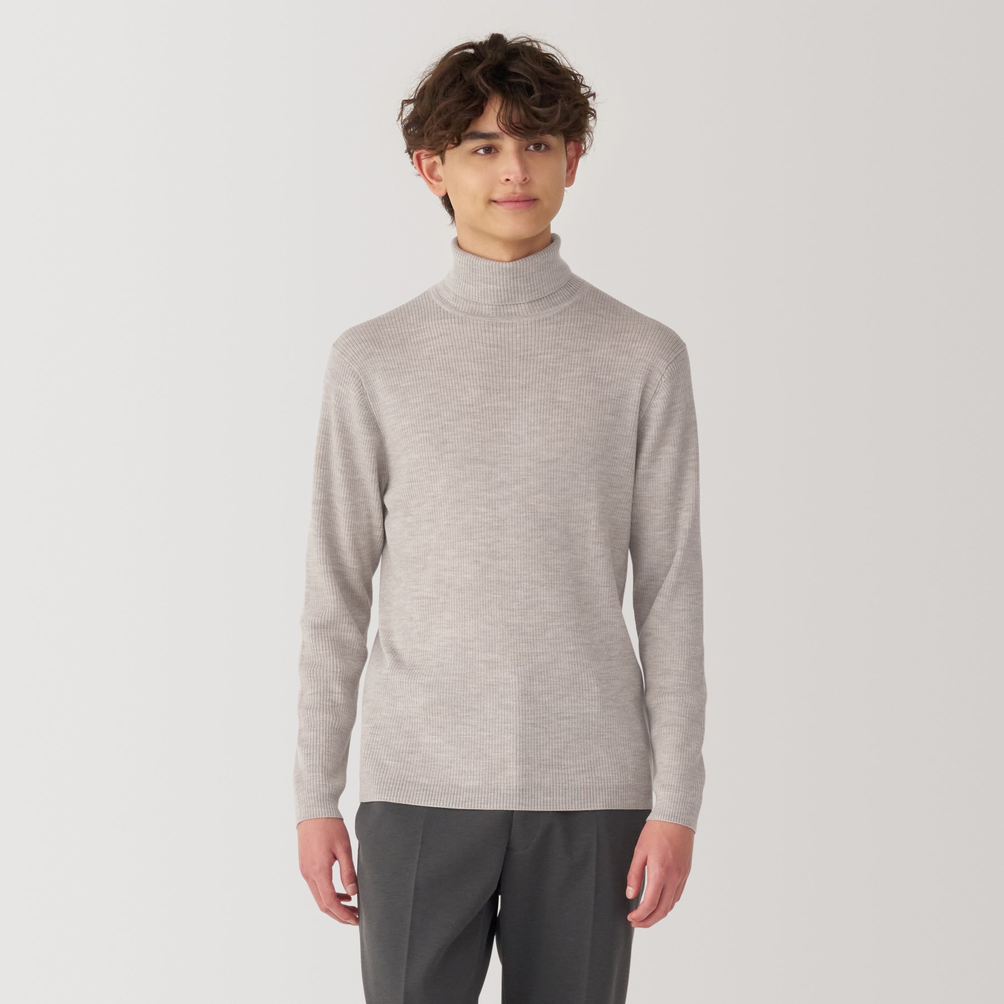 Men's Washable High-Gauge Turtleneck Ribbed Sweater
