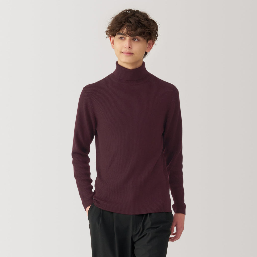 Men's Washable High-Gauge Turtleneck Ribbed Sweater