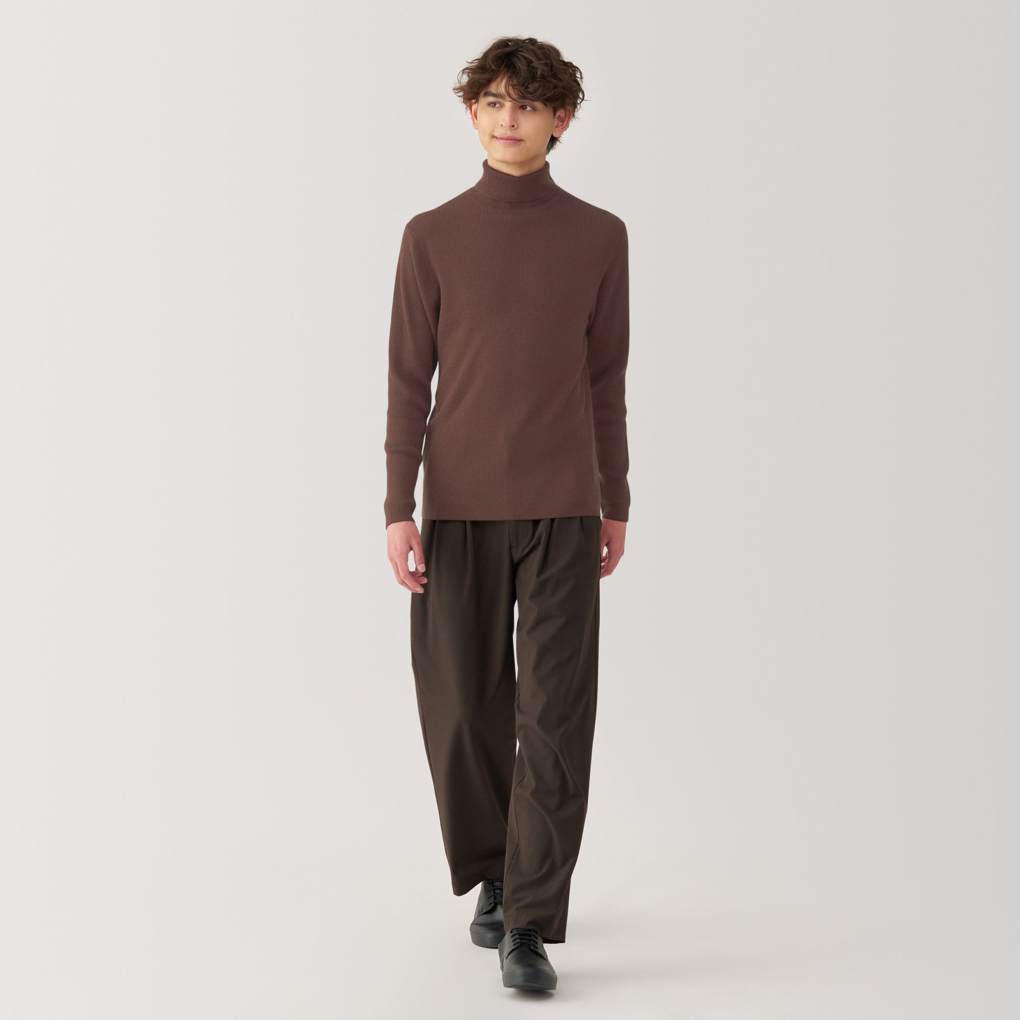 Men's Washable High-Gauge Turtleneck Ribbed Sweater