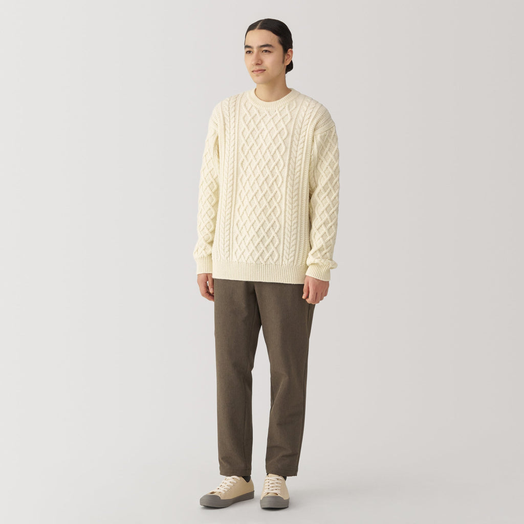 Men's Andes Wool Cable Knit Crew Neck Sweater