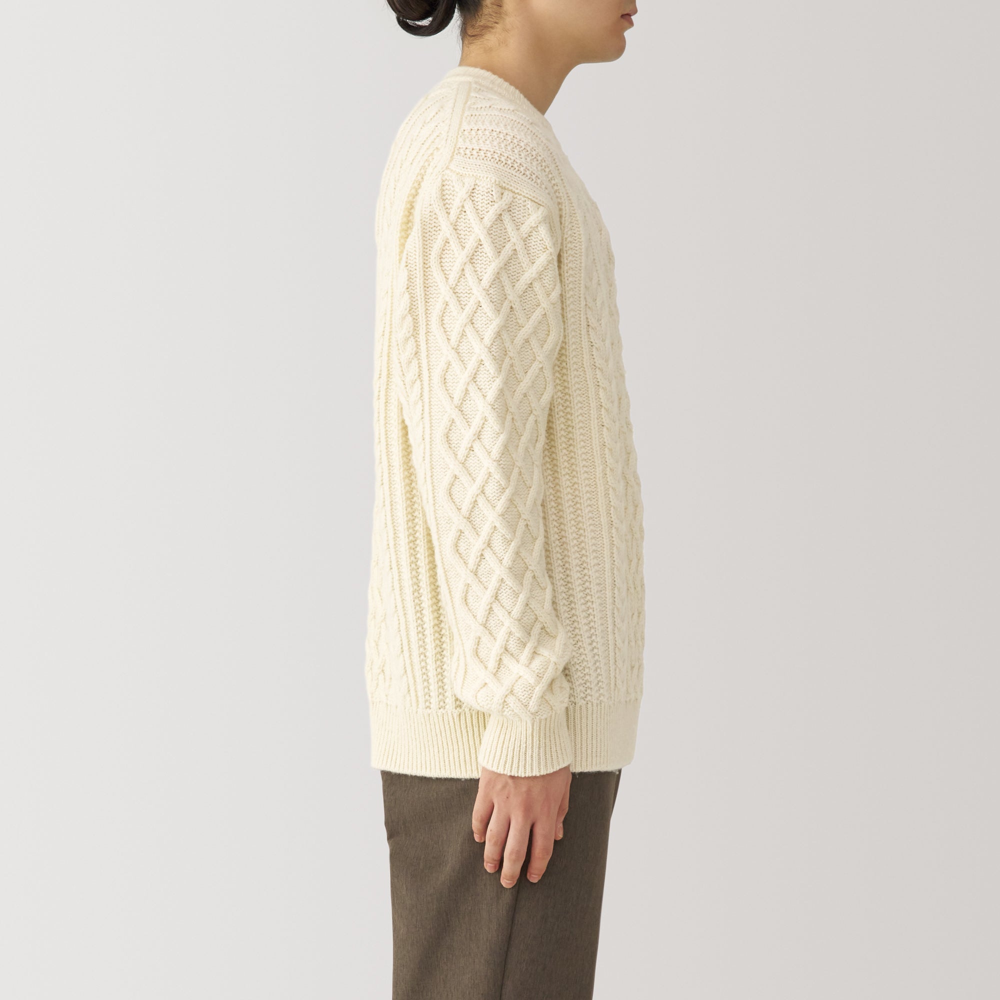 Men's Andes Wool Cable Knit Crew Neck Sweater