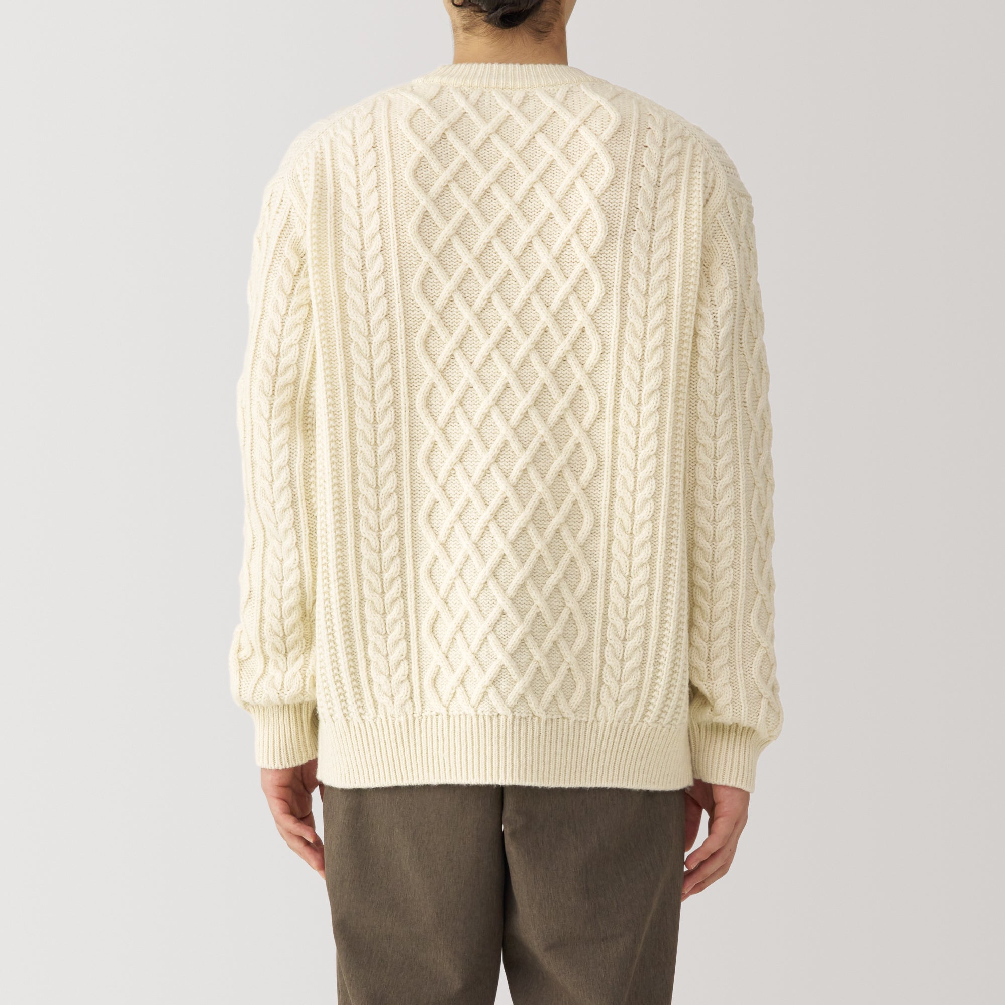 Men's Andes Wool Cable Knit Crew Neck Sweater