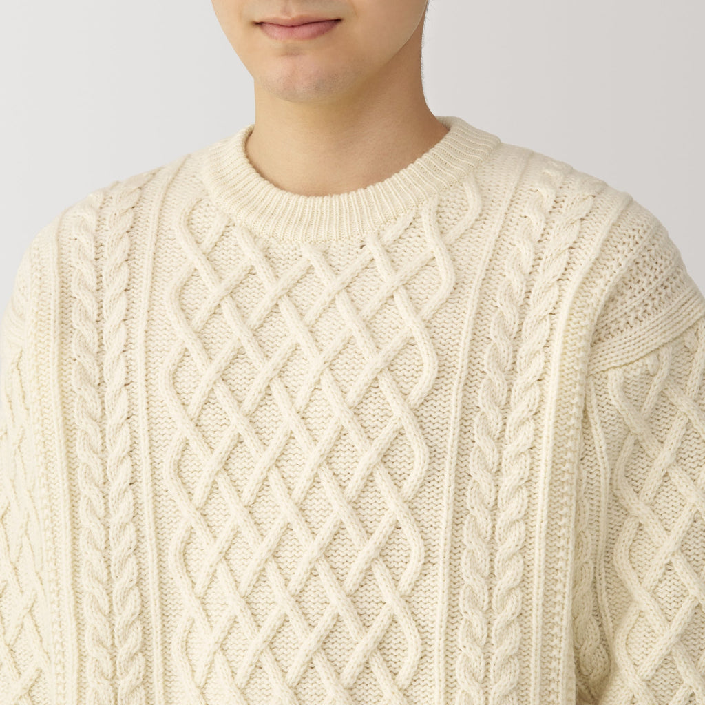 Men's Andes Wool Cable Knit Crew Neck Sweater