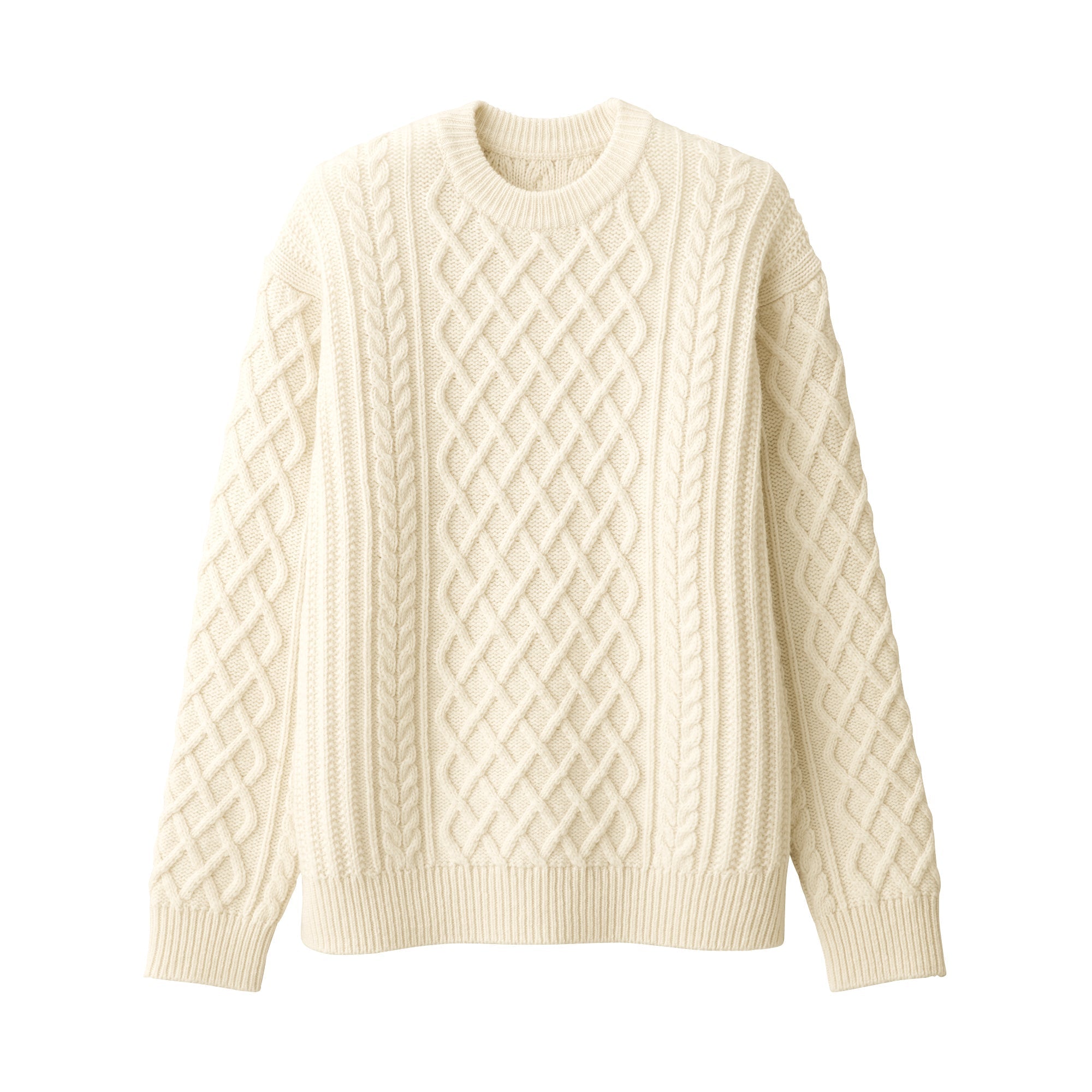 Men's Andes Wool Cable Knit Crew Neck Sweater