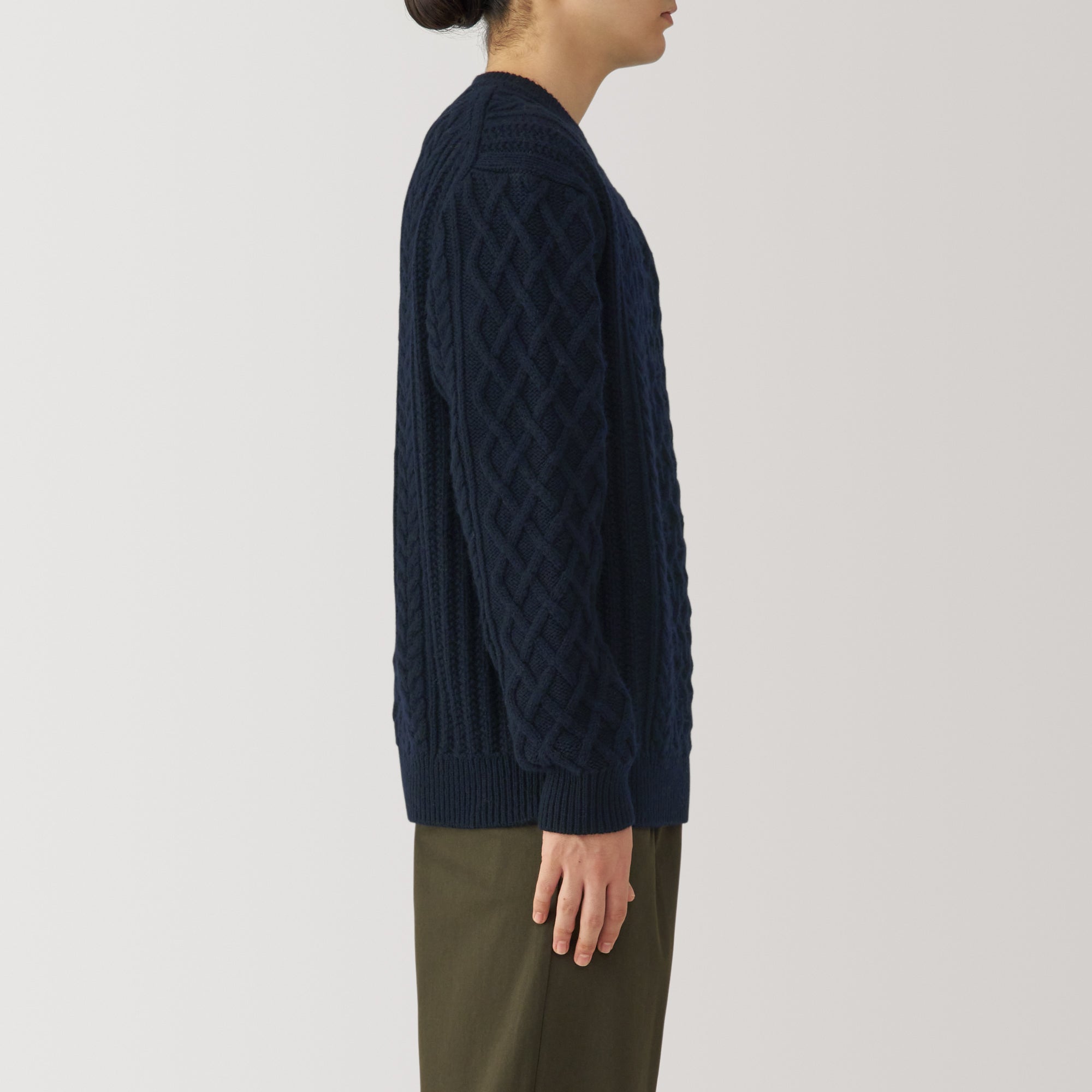 Men's Andes Wool Cable Knit Crew Neck Sweater