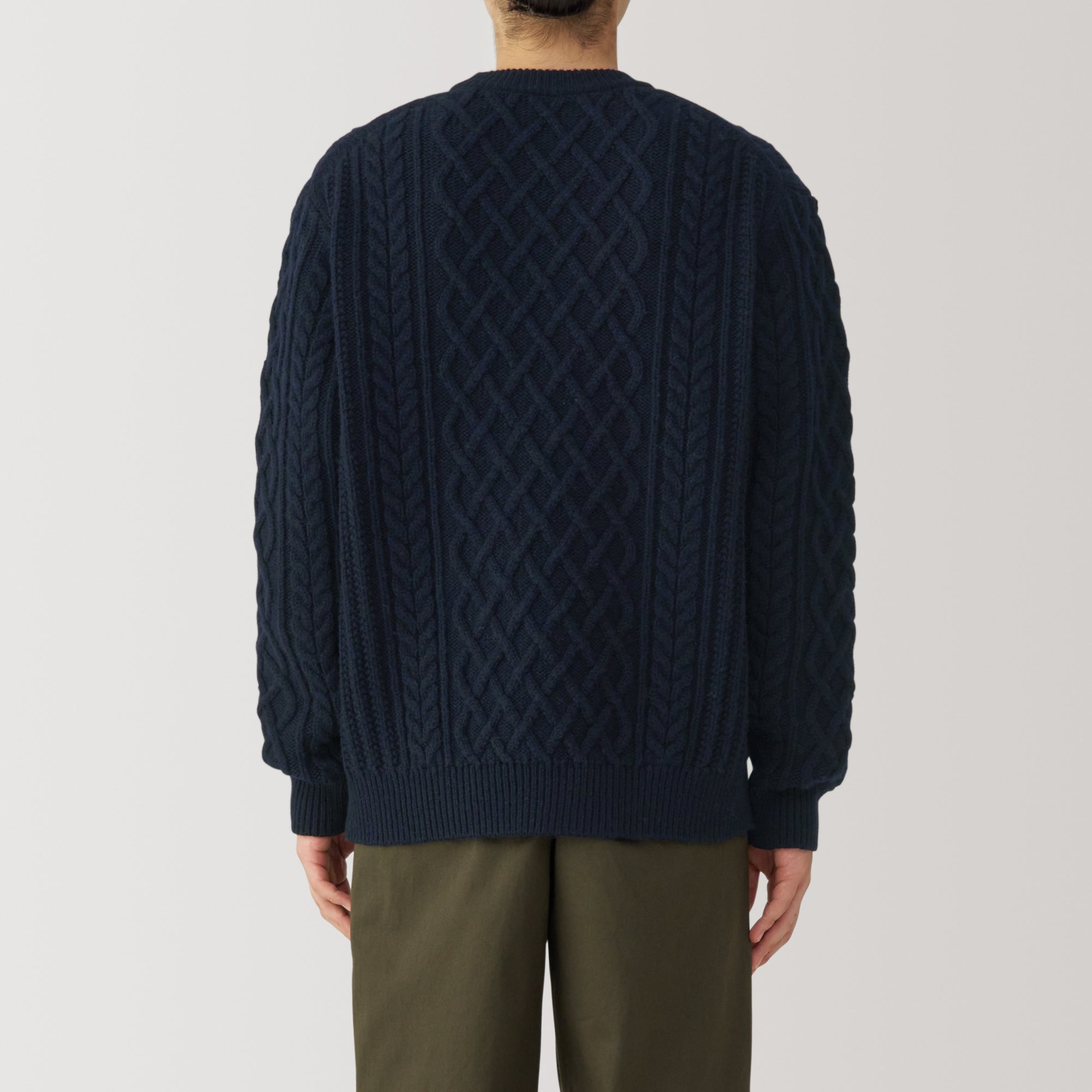 Men's Andes Wool Cable Knit Crew Neck Sweater