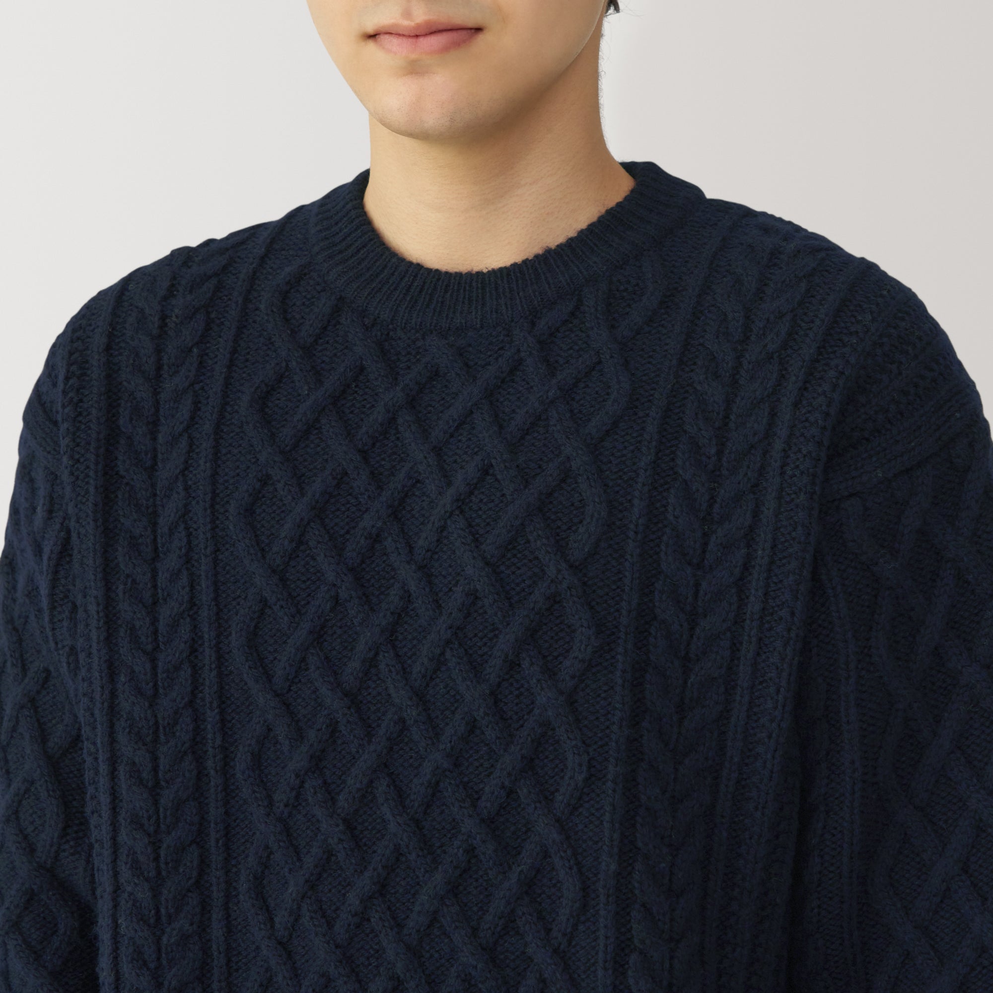 Men's Andes Wool Cable Knit Crew Neck Sweater