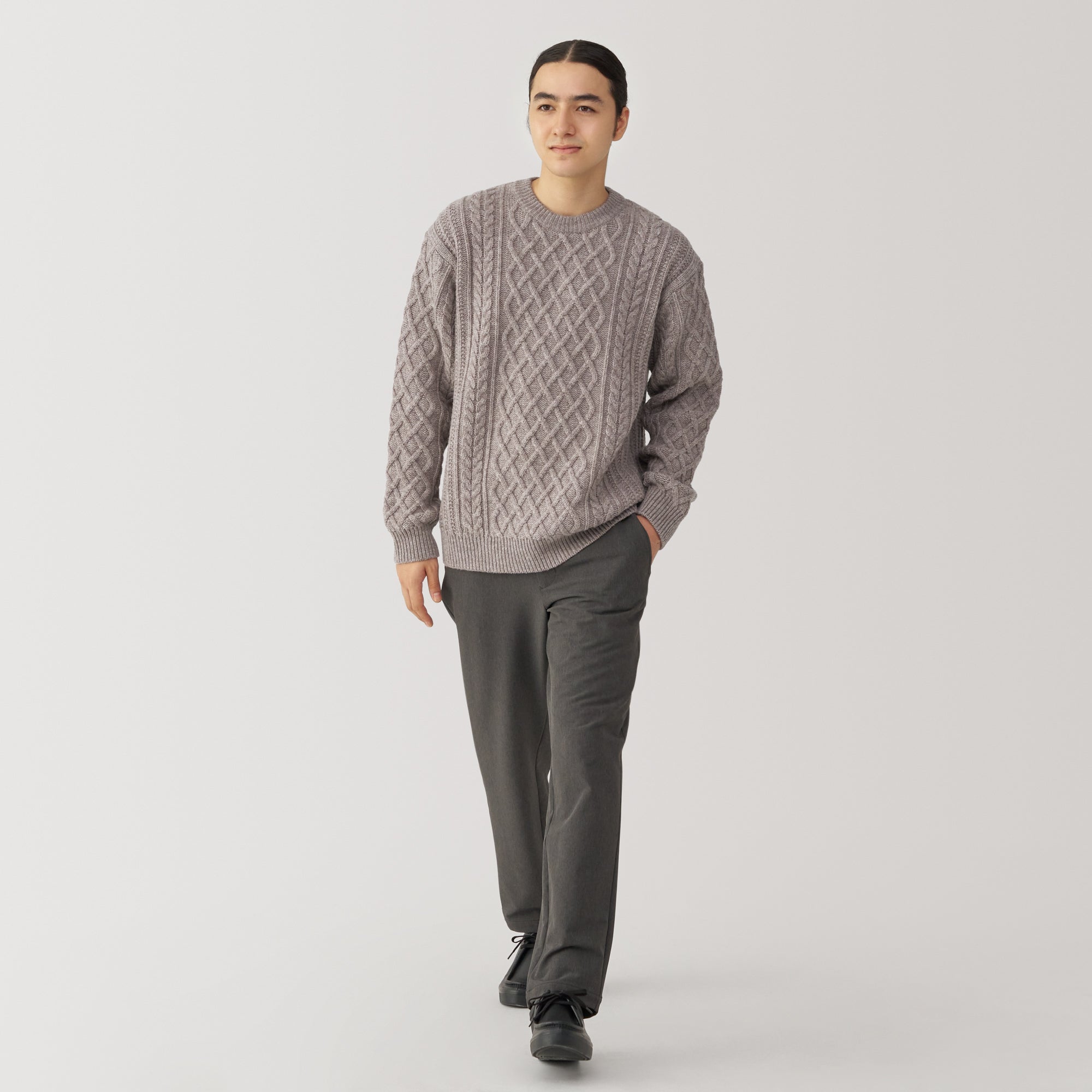 Men's Andes Wool Cable Knit Crew Neck Sweater