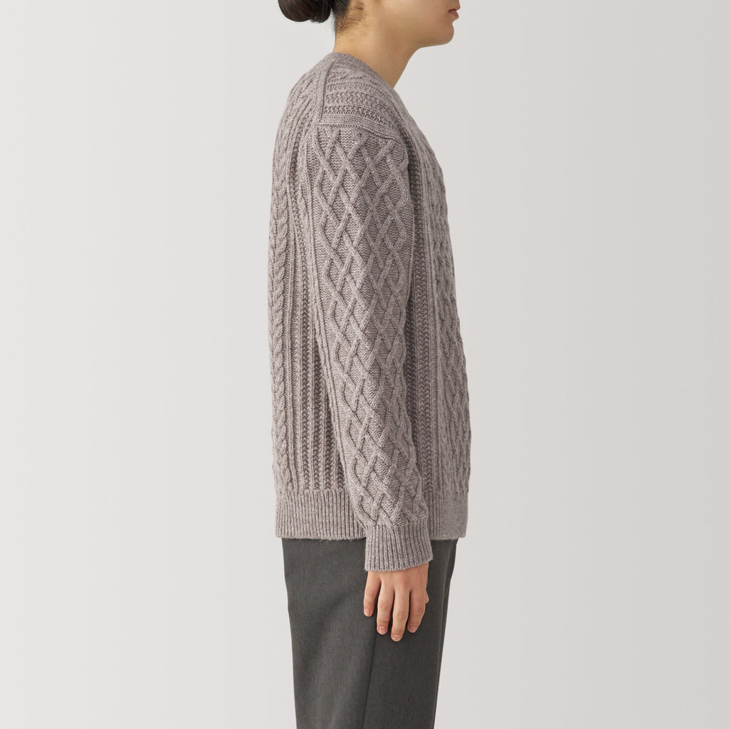 Men's Andes Wool Cable Knit Crew Neck Sweater