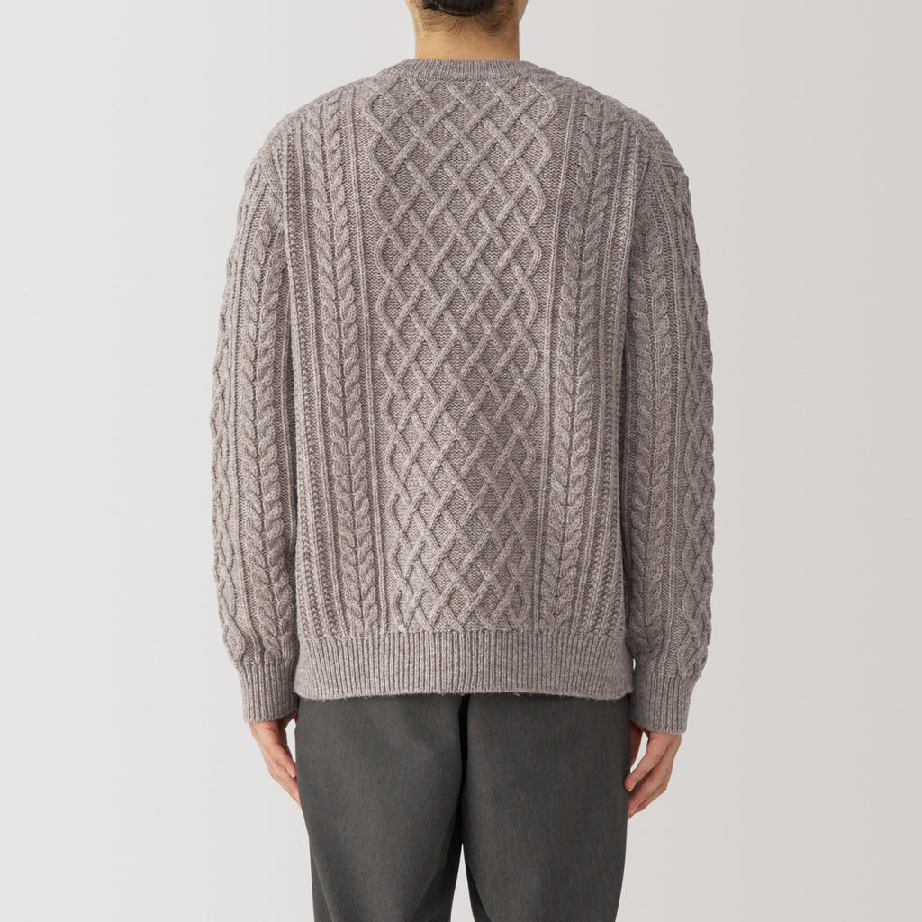 Men's Andes Wool Cable Knit Crew Neck Sweater