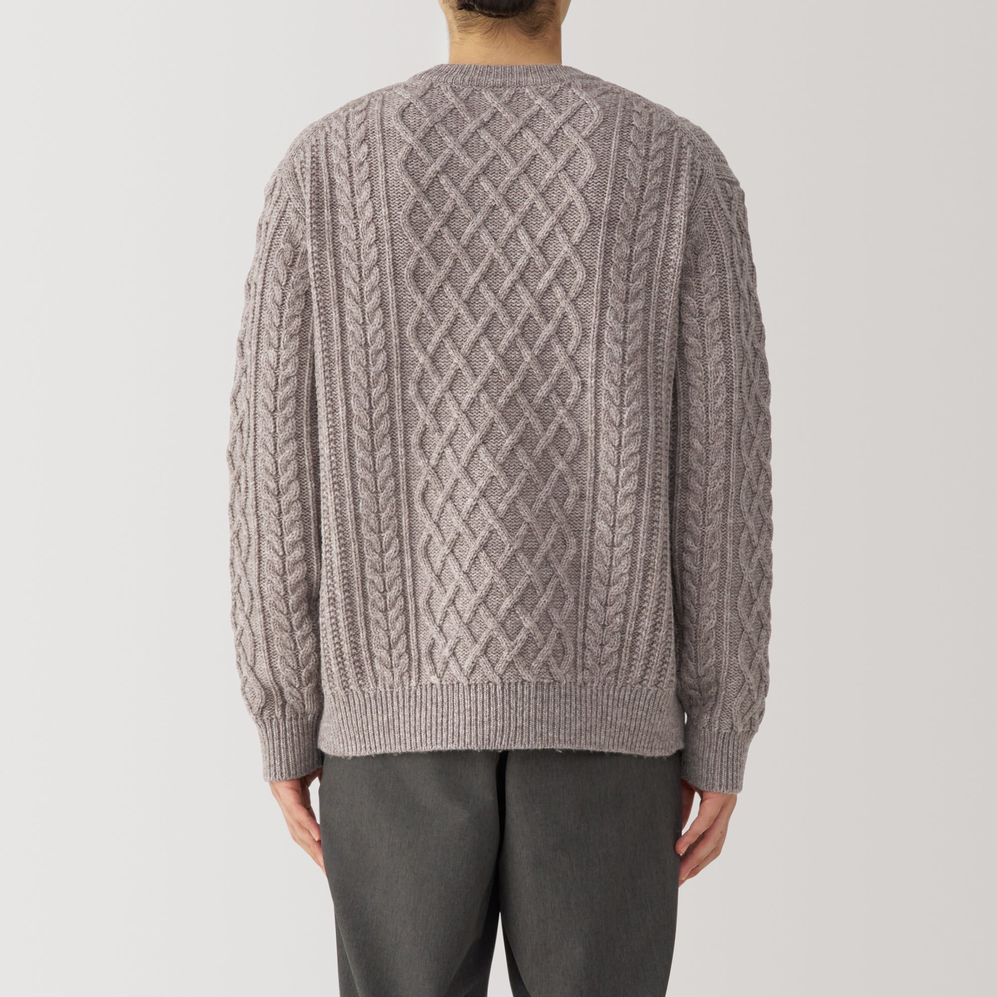 Men's Andes Wool Cable Knit Crew Neck Sweater