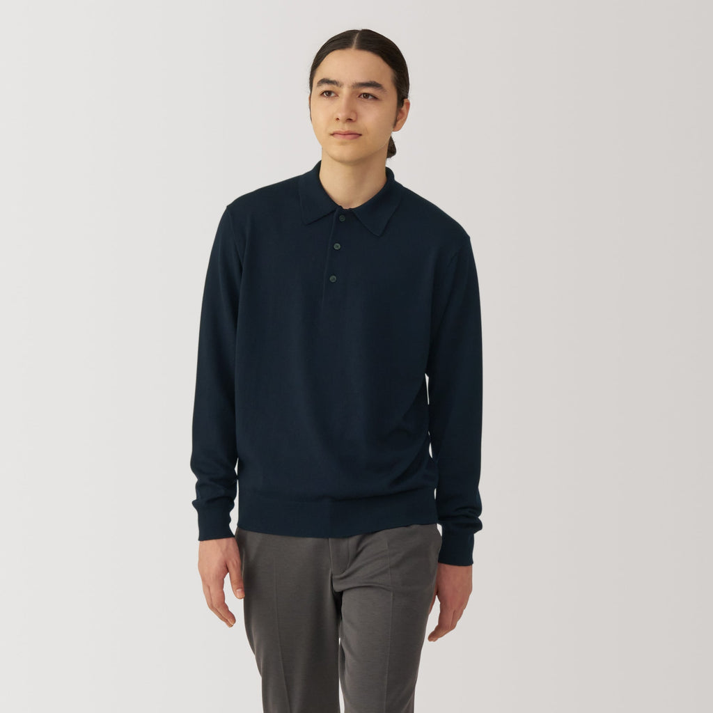 Men's Washable High-Gauge Polo Sweater