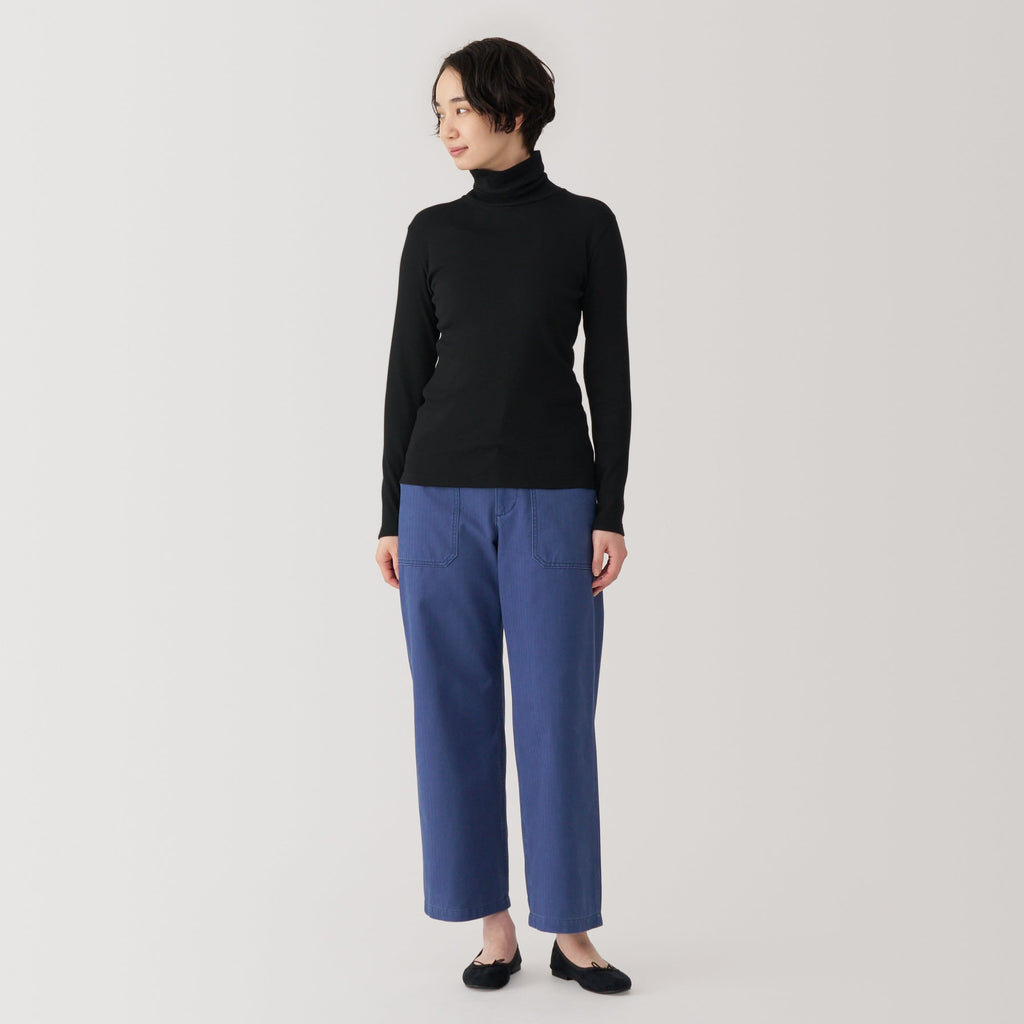 Women's Soy Fibre Blend Ribbed Turtleneck Long Sleeve T-Shirt