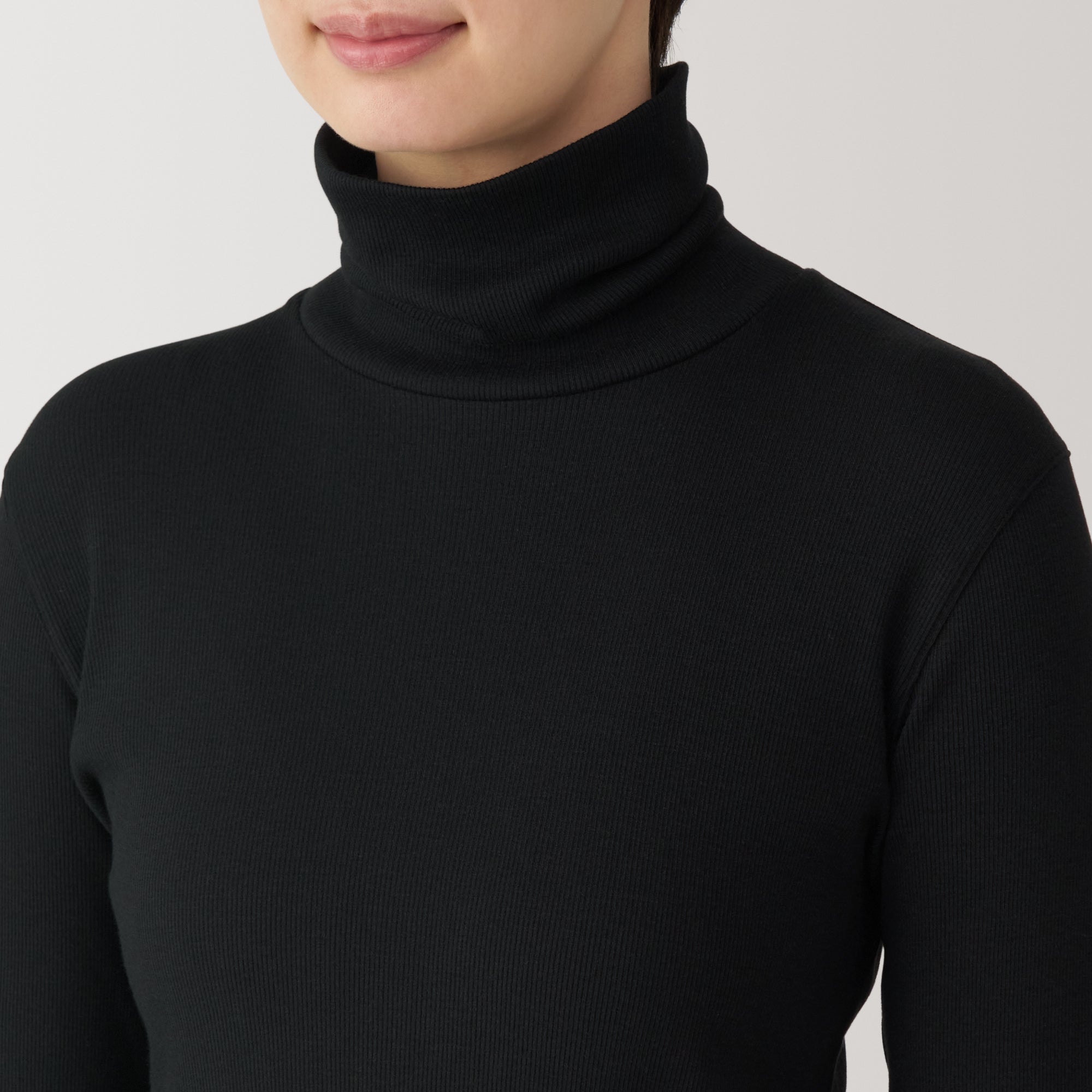 Women's Soy Fibre Blend Ribbed Turtleneck Long Sleeve T-Shirt
