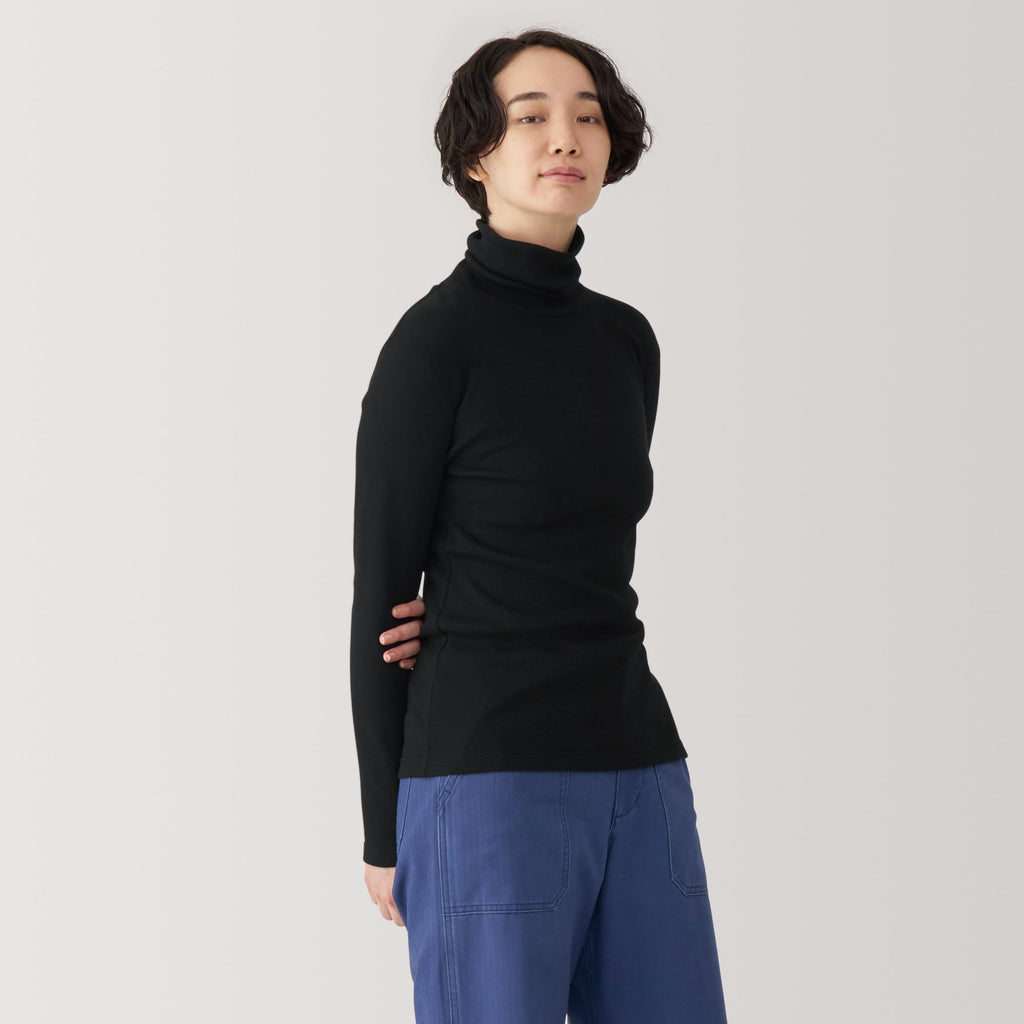 Women's Soy Fibre Blend Ribbed Turtleneck Long Sleeve T-Shirt