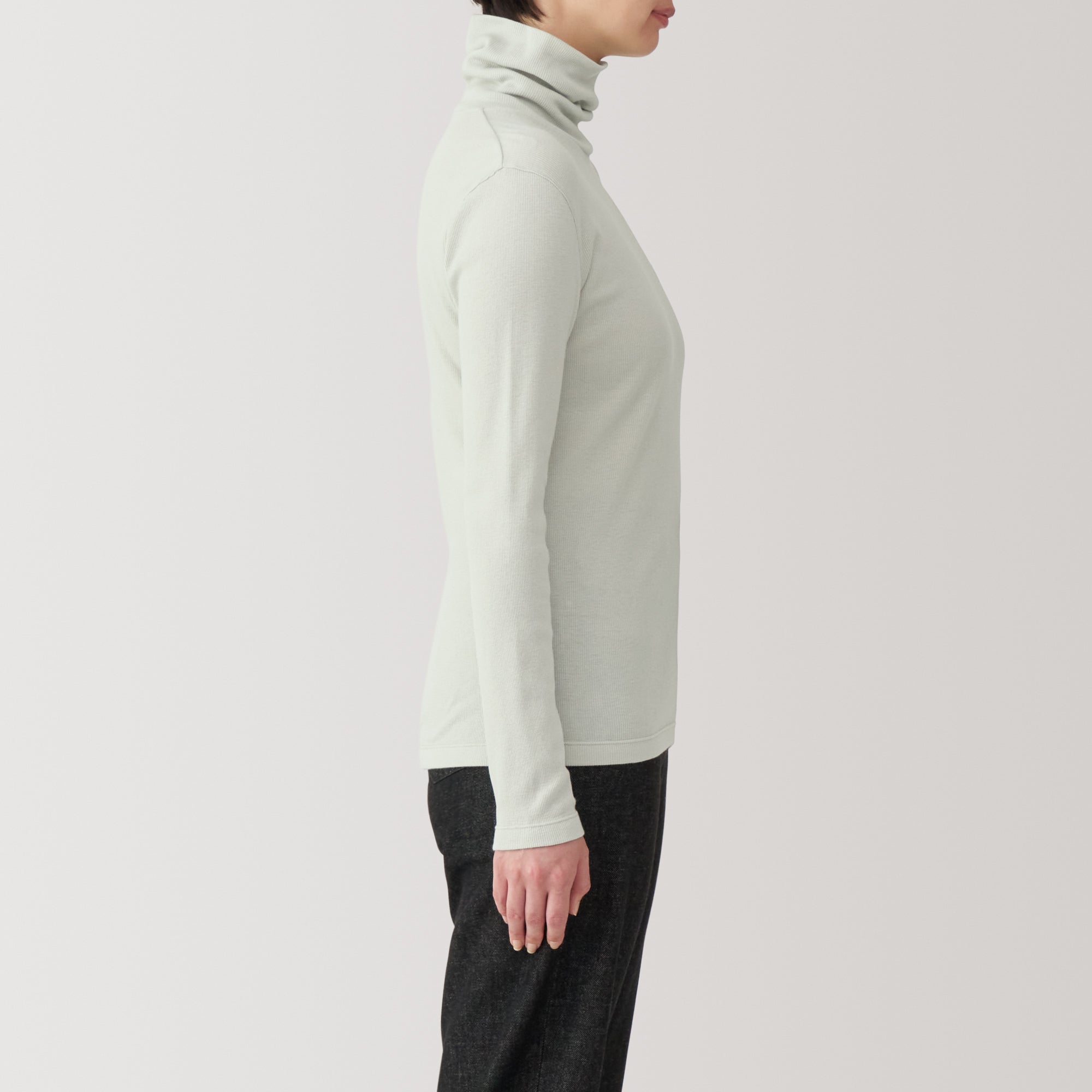 Women's Soy Fibre Blend Ribbed Turtleneck Long Sleeve T-Shirt