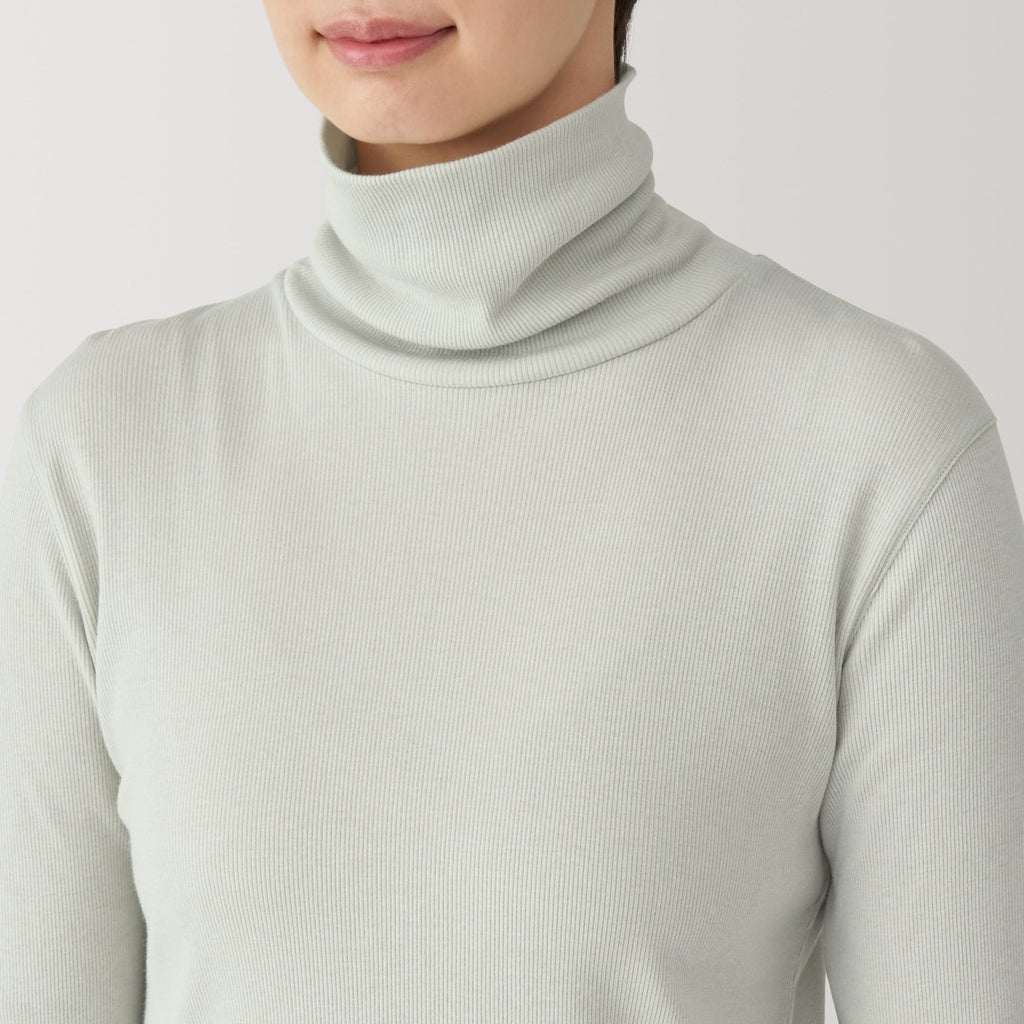 Women's Soy Fibre Blend Ribbed Turtleneck Long Sleeve T-Shirt