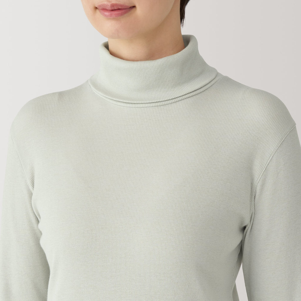 Women's Soy Fibre Blend Ribbed Turtleneck Long Sleeve T-Shirt
