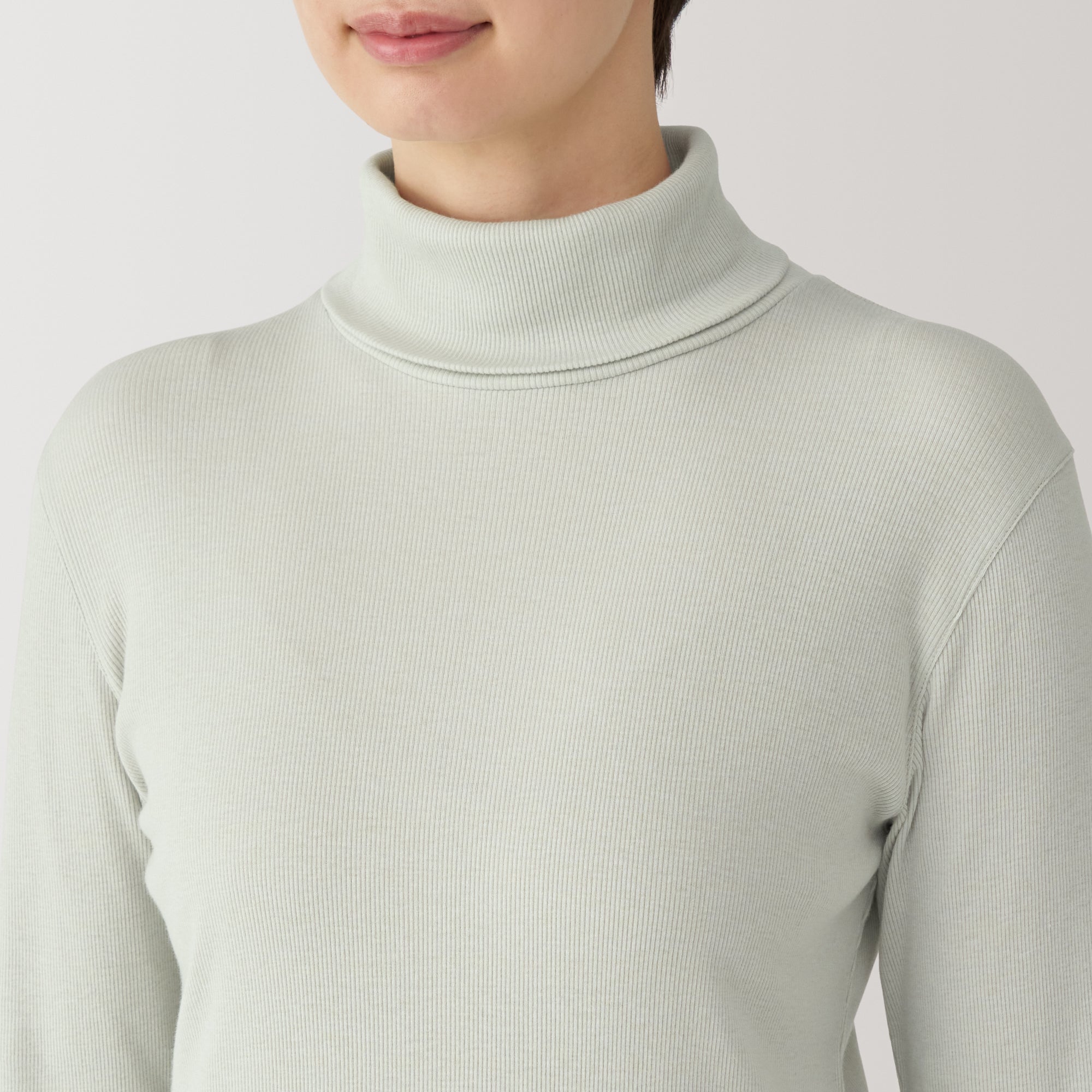 Women's Soy Fibre Blend Ribbed Turtleneck Long Sleeve T-Shirt