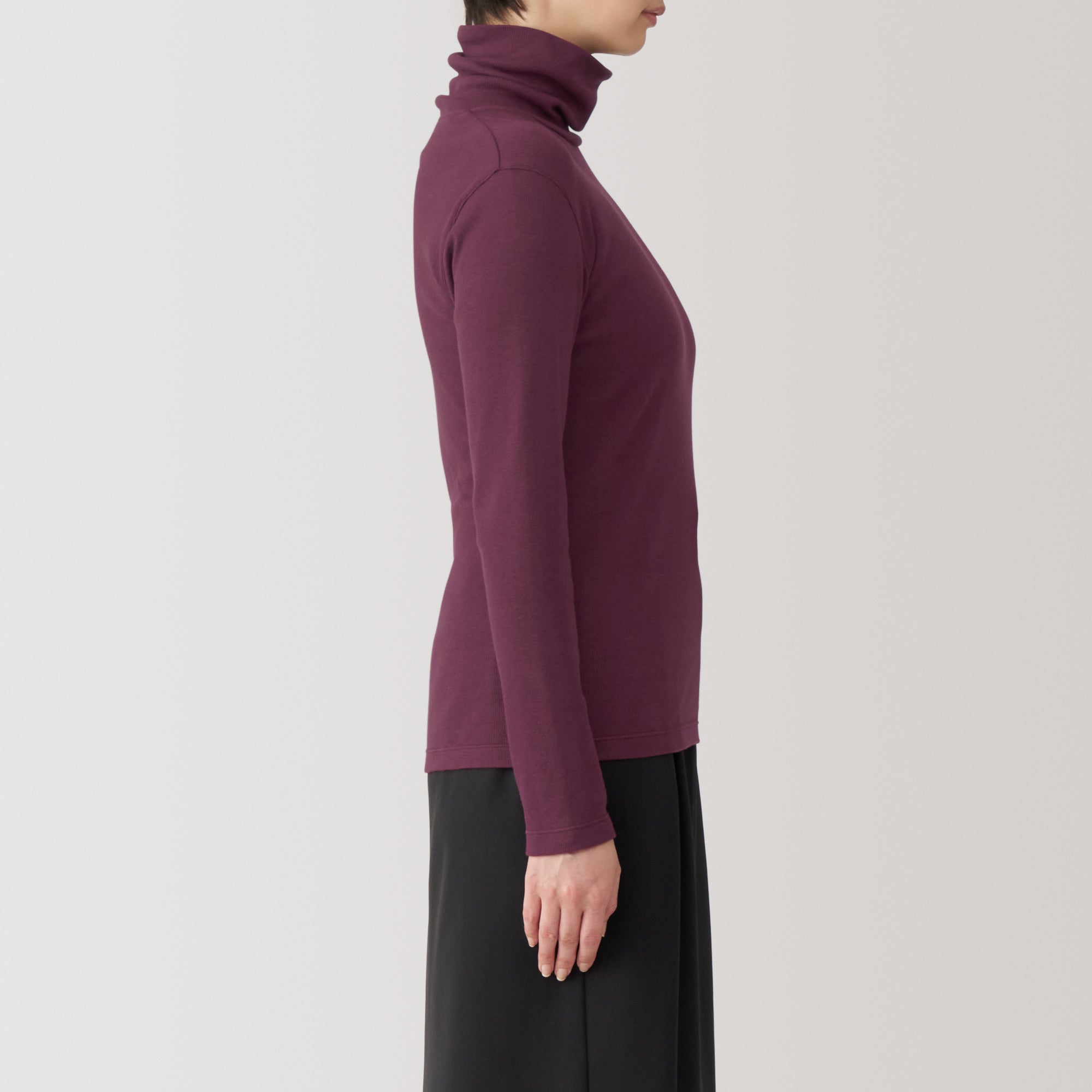 Women's Soy Fibre Blend Ribbed Turtleneck Long Sleeve T-Shirt