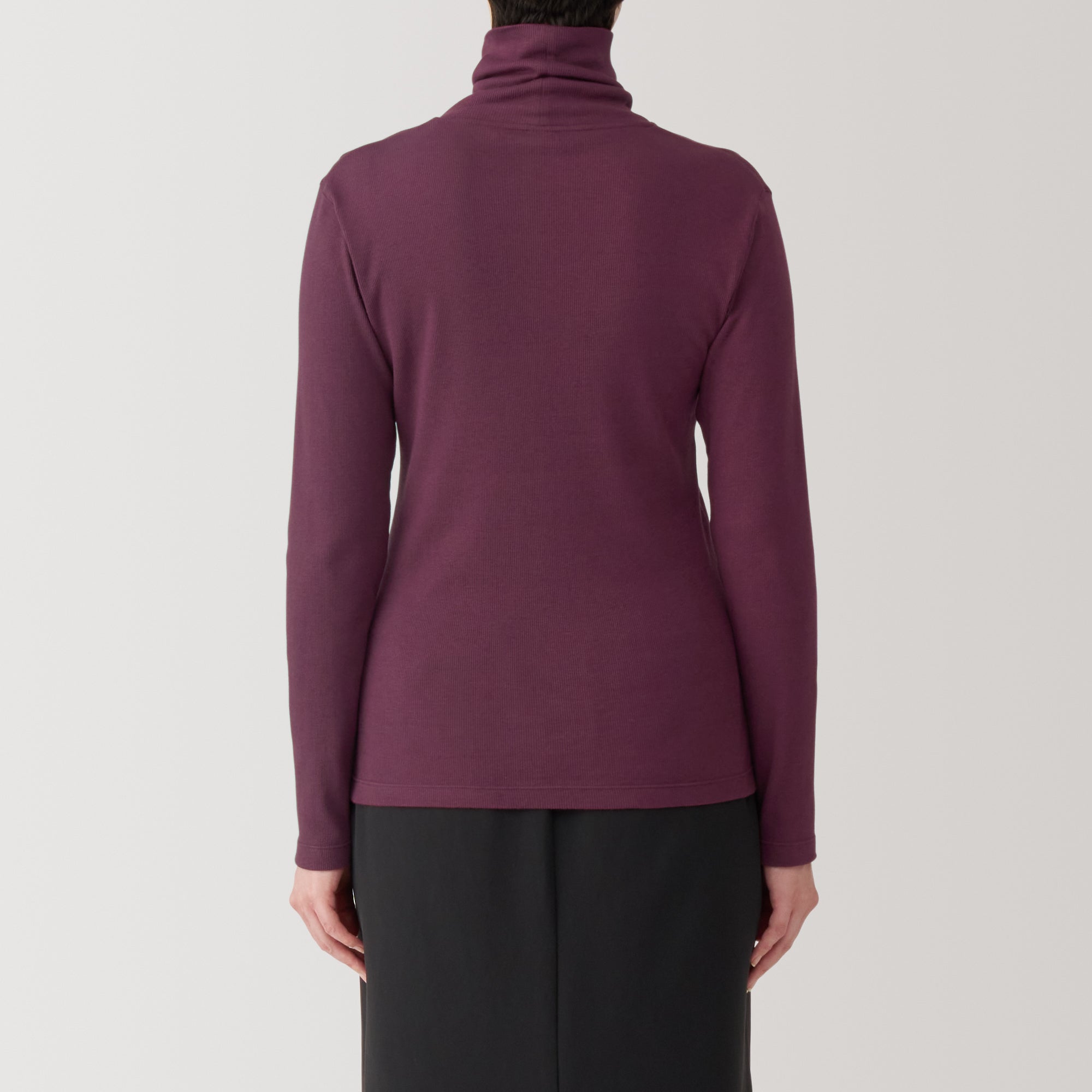 Women's Soy Fibre Blend Ribbed Turtleneck Long Sleeve T-Shirt