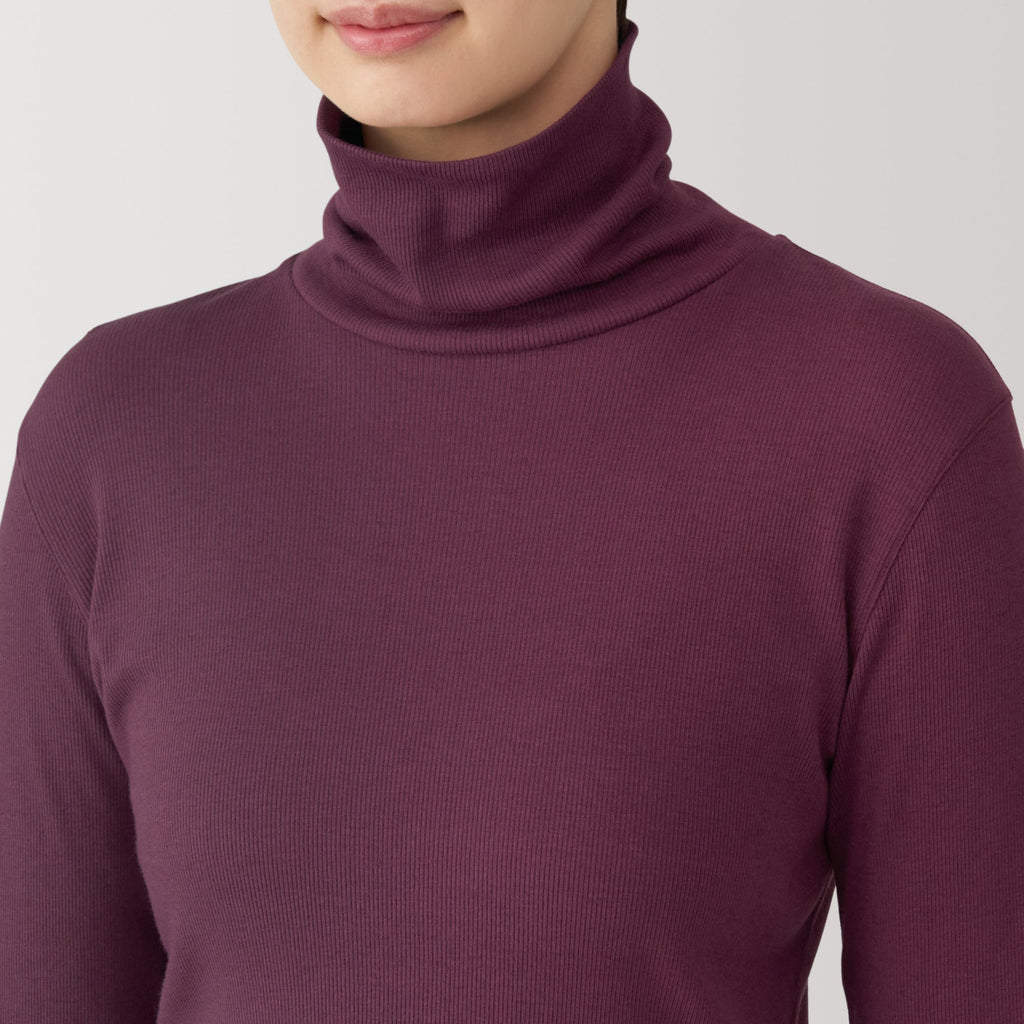 Women's Soy Fibre Blend Ribbed Turtleneck Long Sleeve T-Shirt