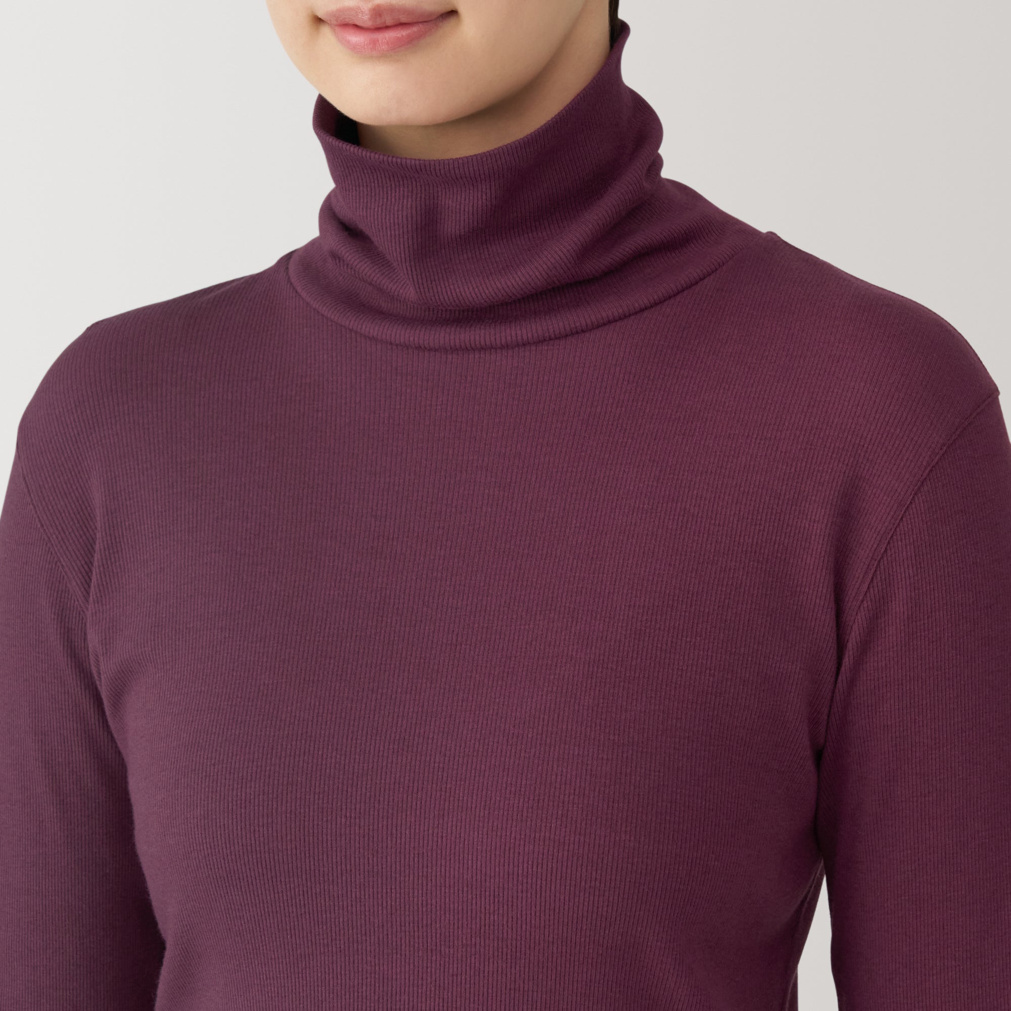 Women's Soy Fibre Blend Ribbed Turtleneck Long Sleeve T-Shirt