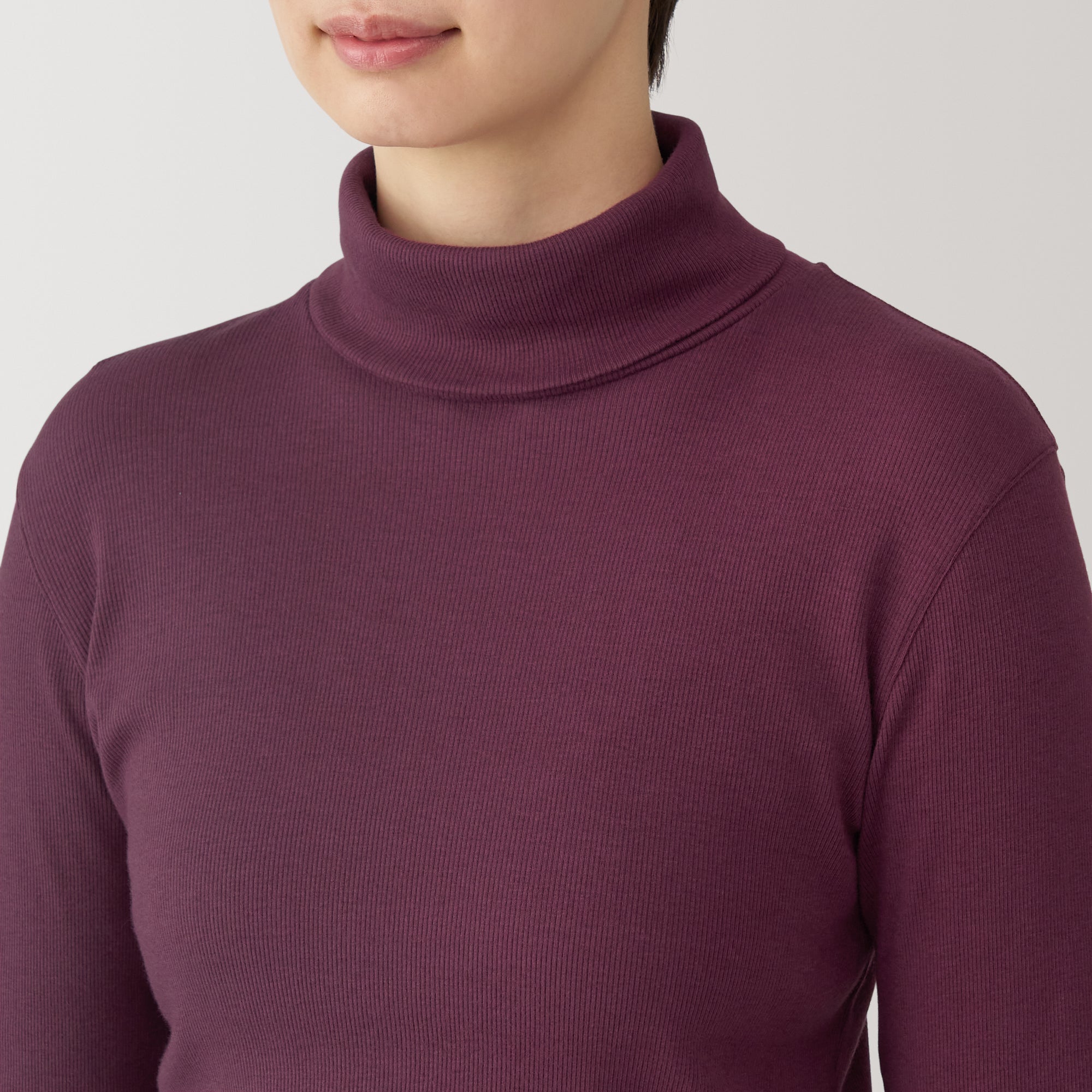 Women's Soy Fibre Blend Ribbed Turtleneck Long Sleeve T-Shirt