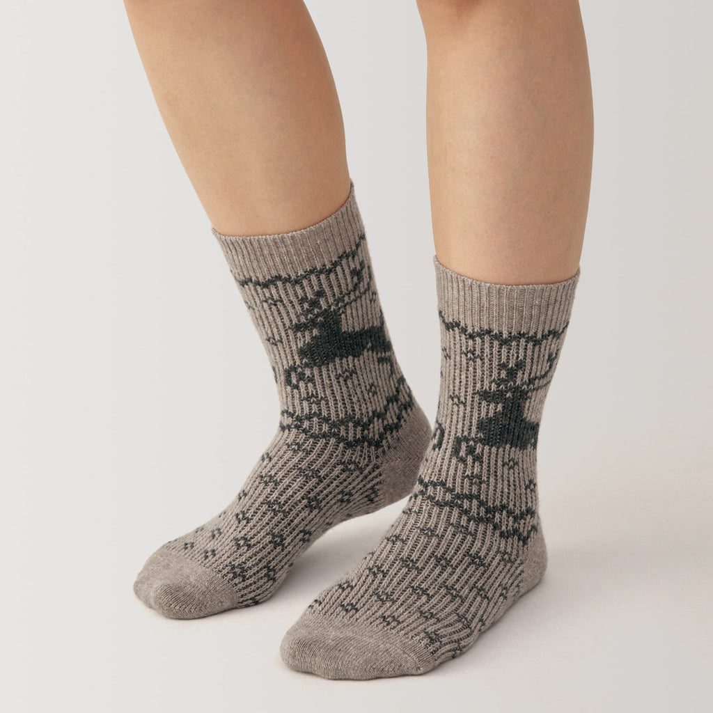 Right Angle Loose Top Reindeer Pattern Socks