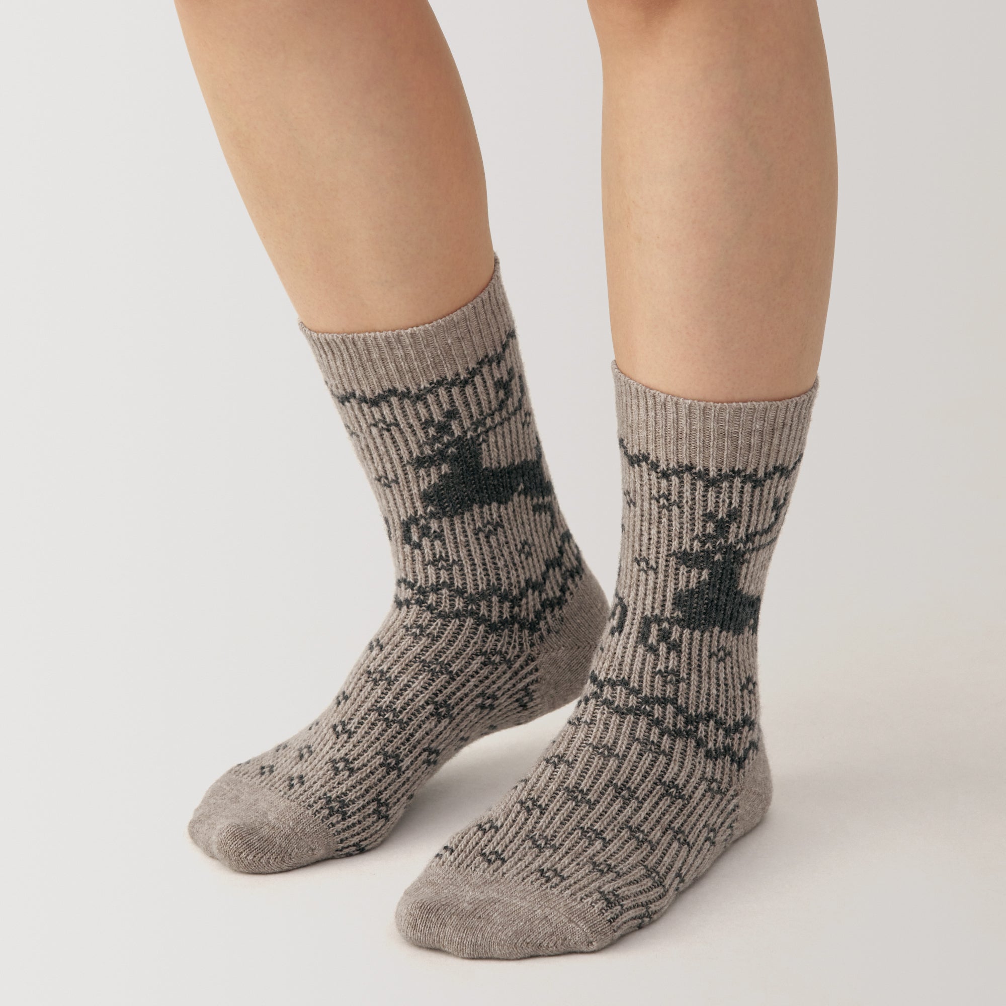 Right Angle Loose Top Reindeer Pattern Socks